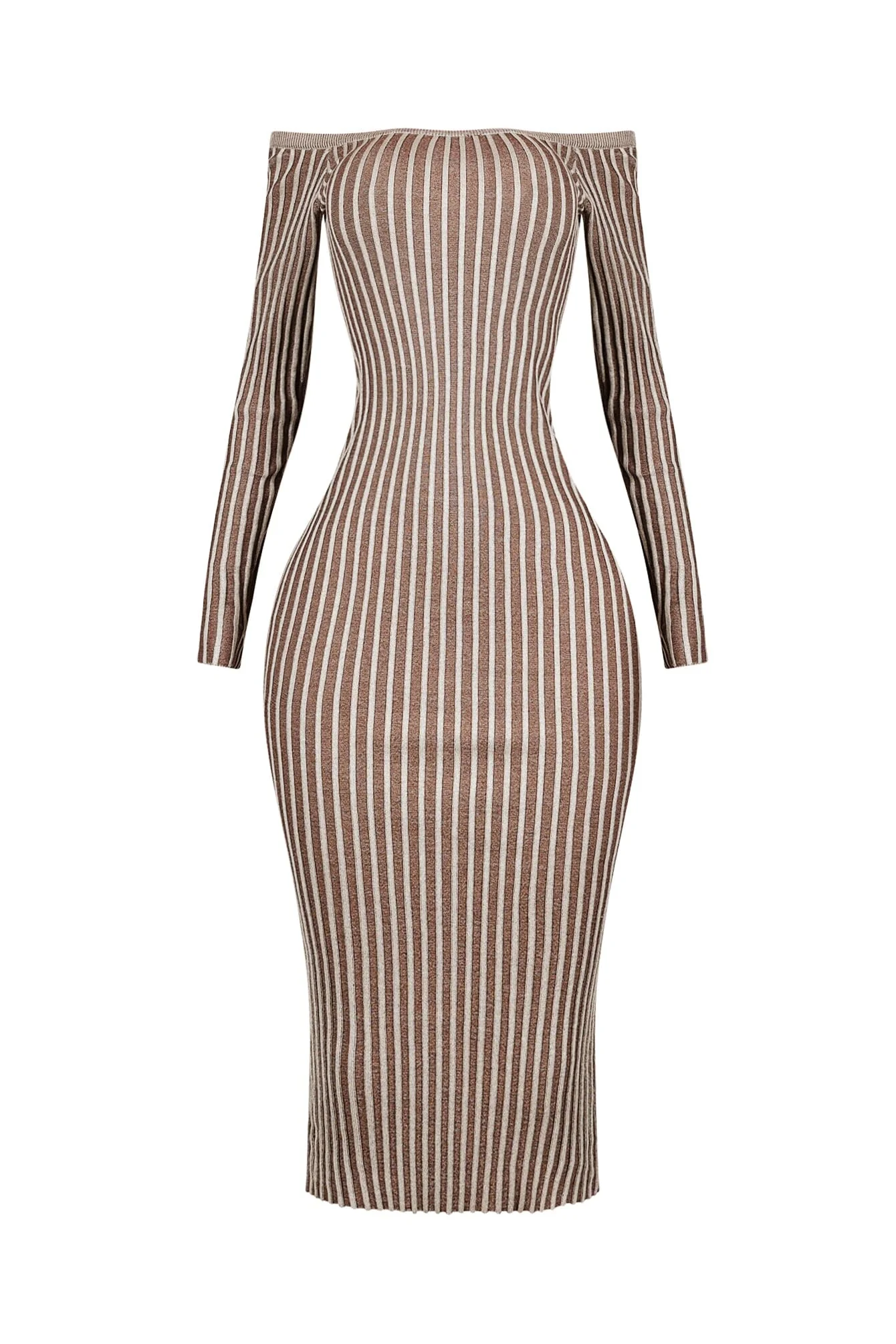 Abigail Two Tone Off Shoulder Midi Dress - Image 3
