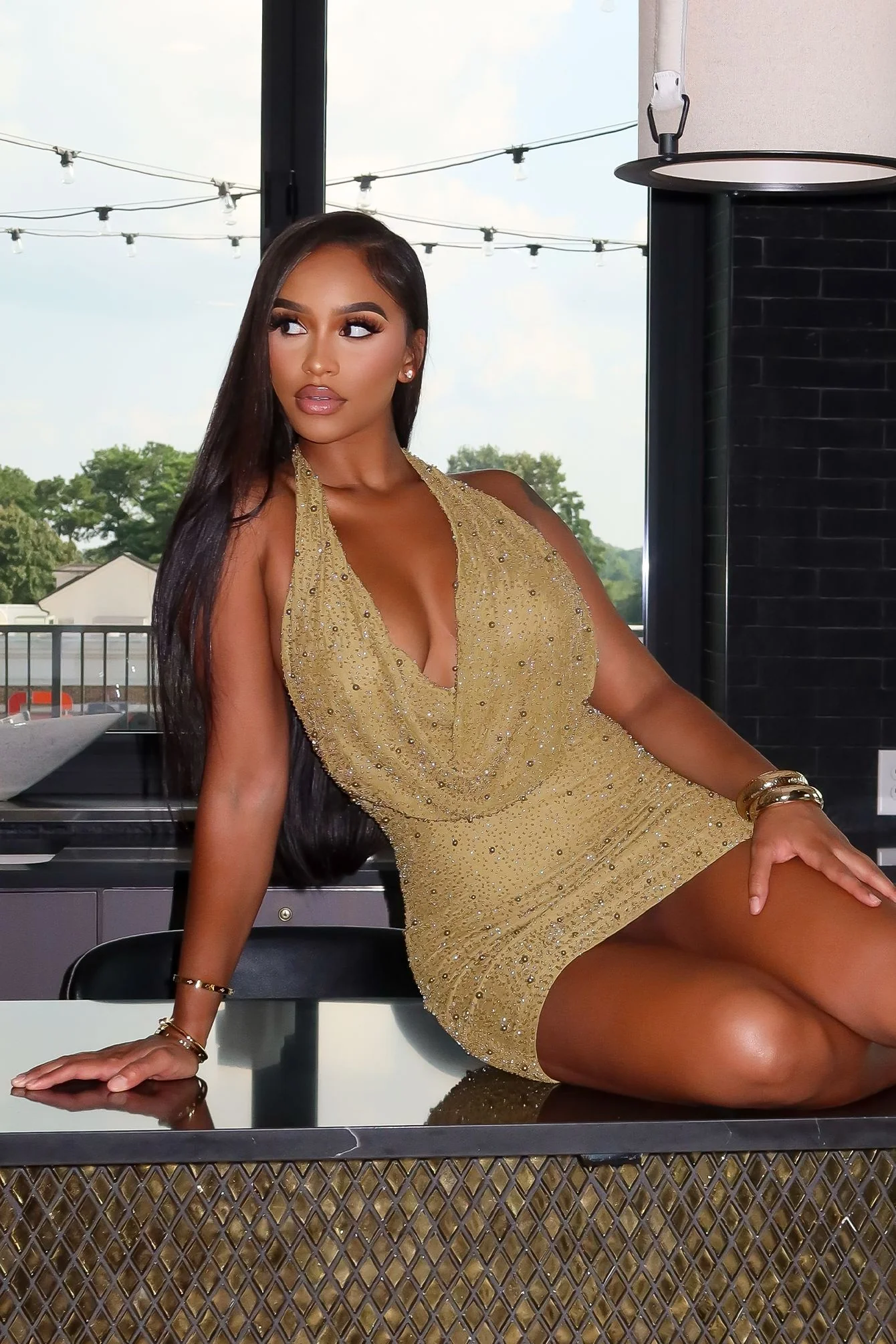 Adelaide Mesh Pearl Mini Dress - Image 3