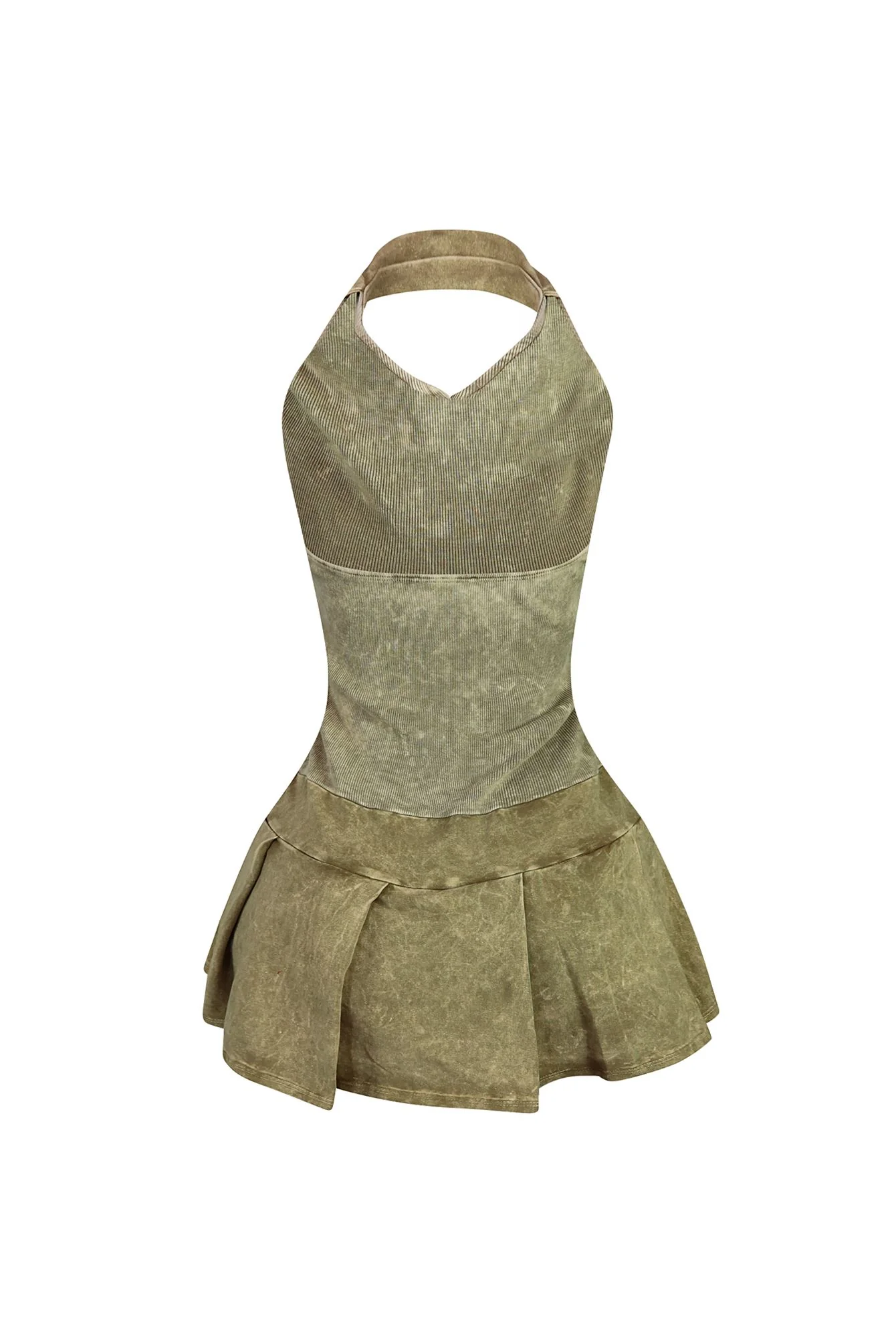 Alana Mineral Washed Halter Pleated Dress - Image 6