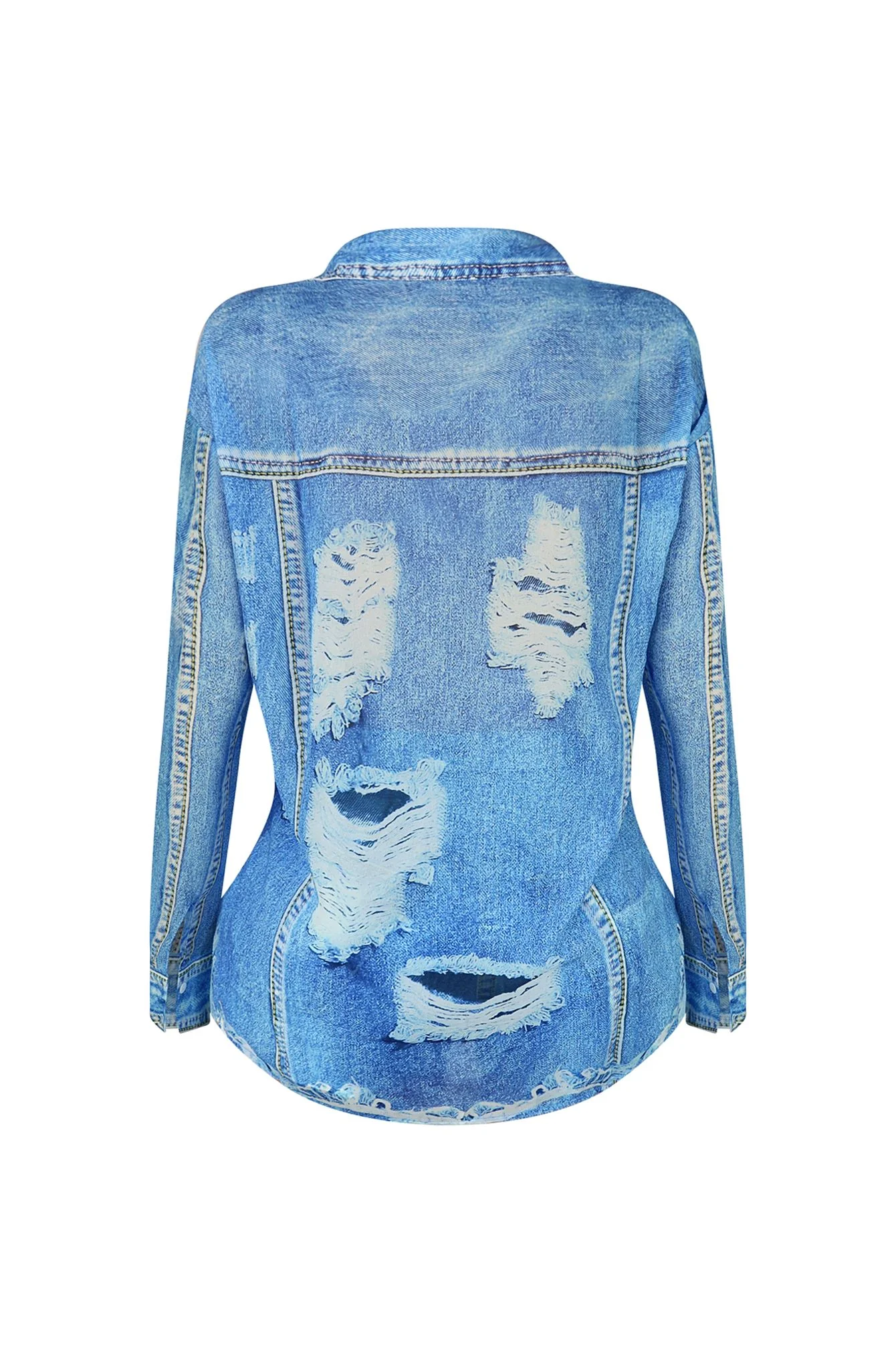 All In Denim Printed Shirt & Shorts SET - Image 6