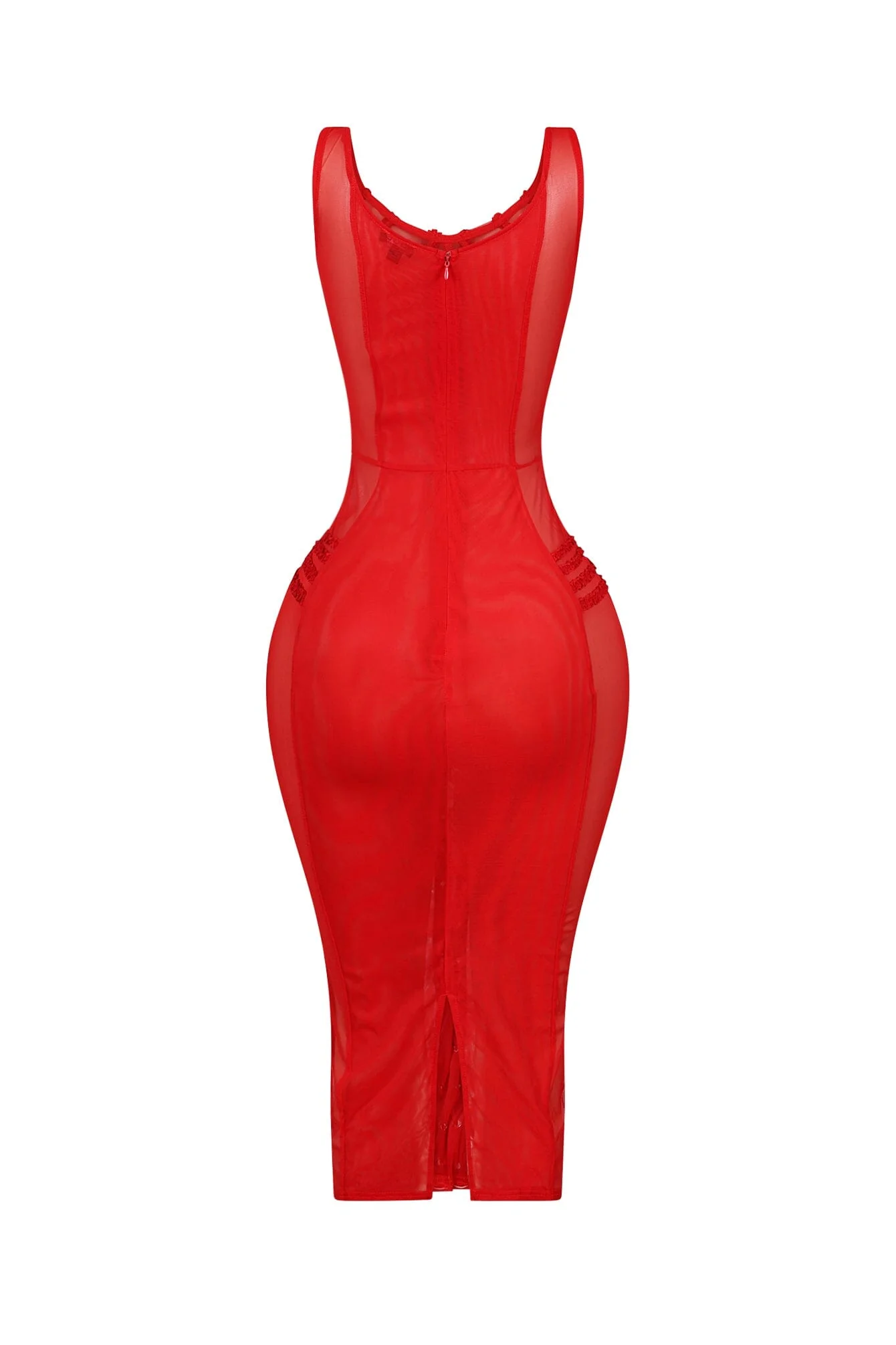 Angela Mesh Corset Lace Up Midi Dress - Image 8