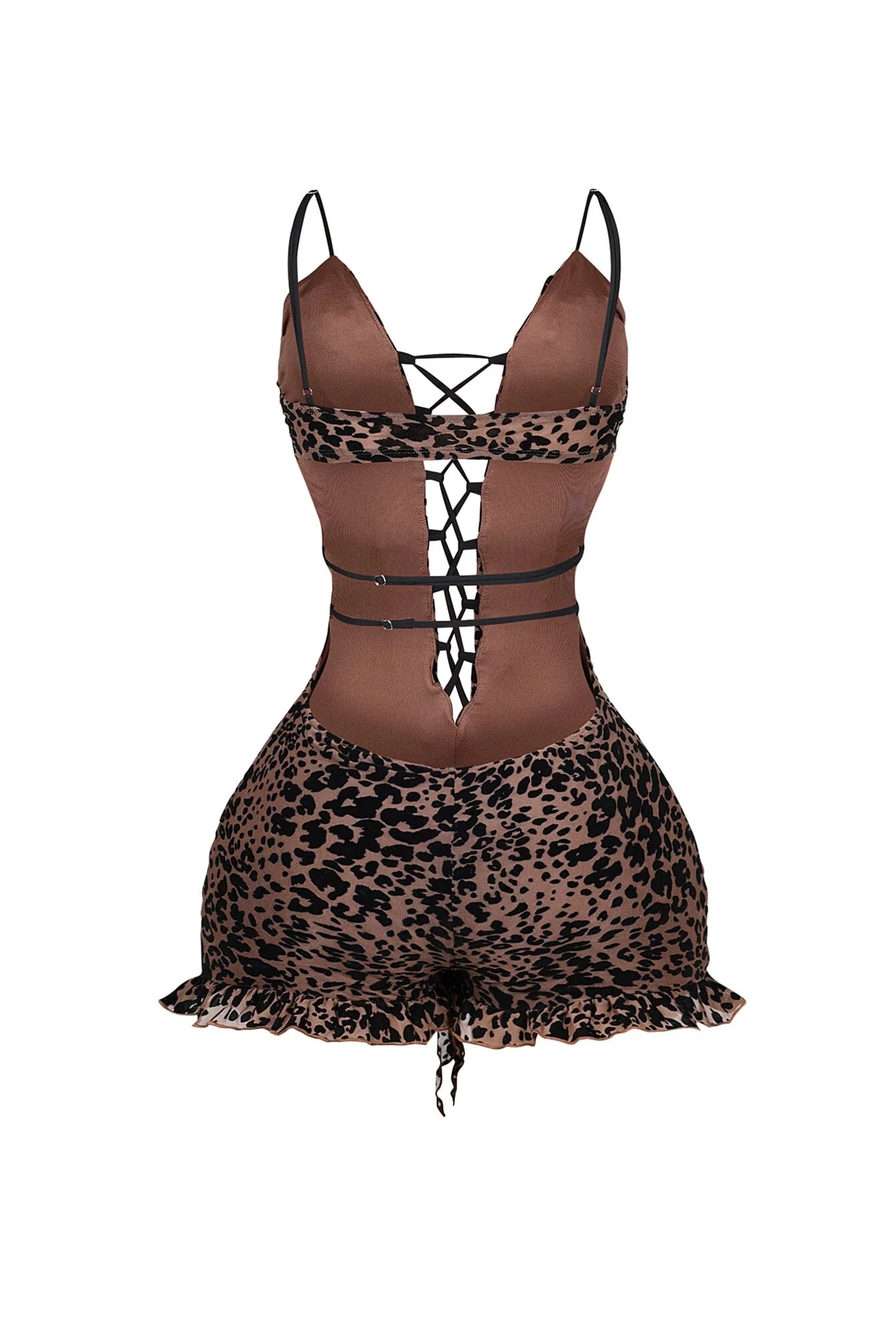 Ansley Leopard Velvet Burnout Ruffle Romper - Image 5