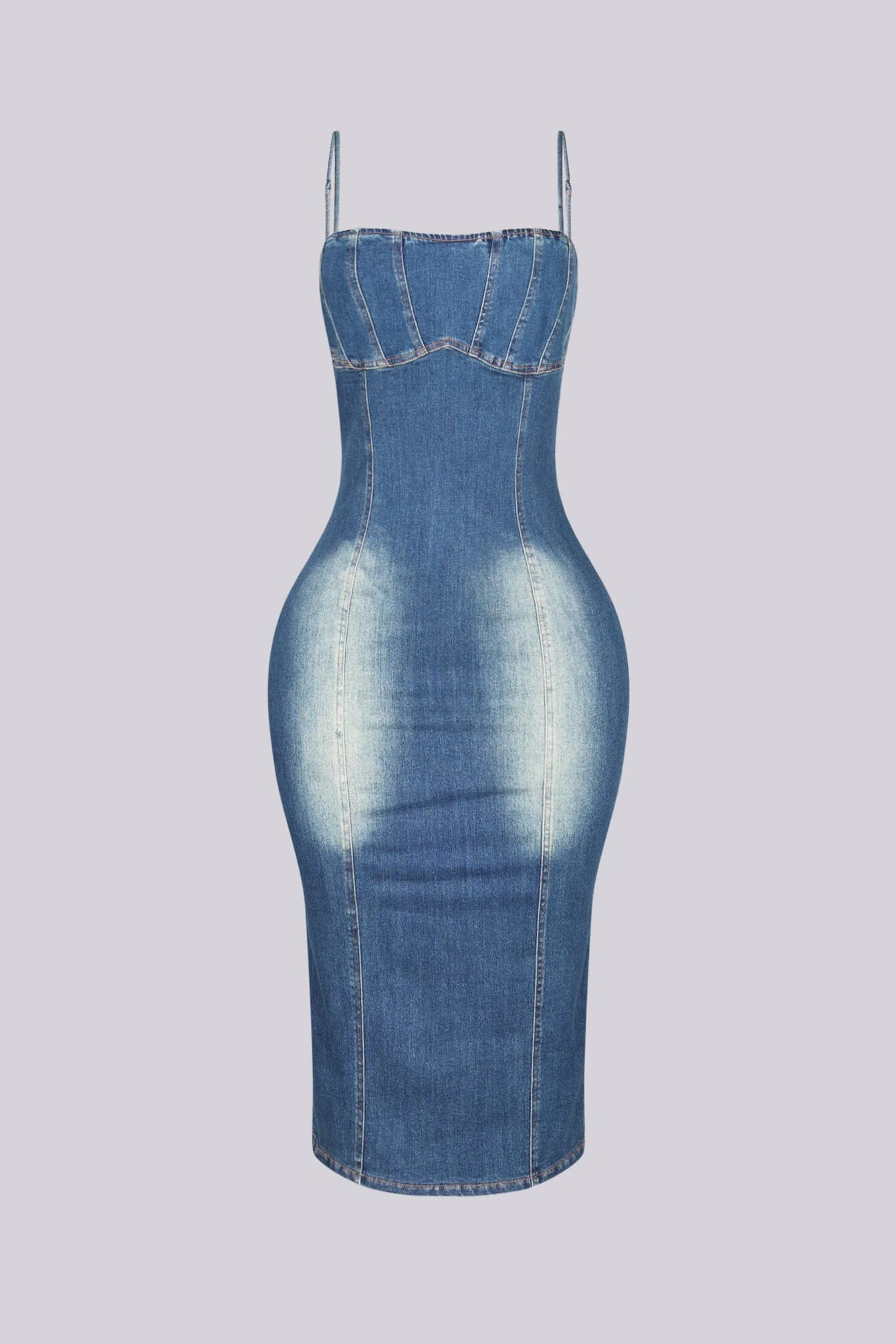 Ava Contour Denim Midi Dress - Image 5