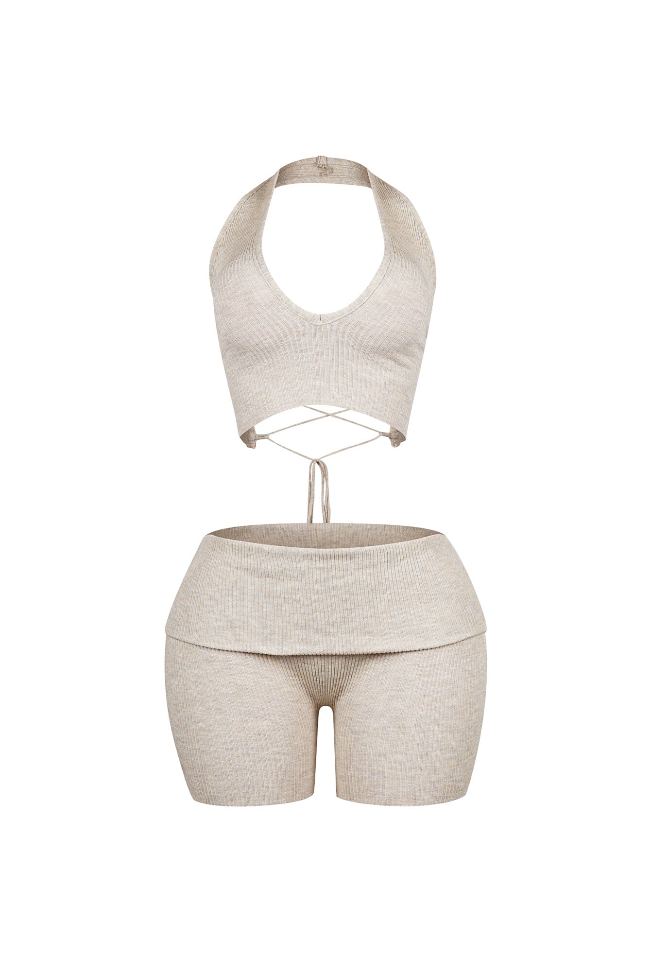 Backfire Ribbed Knit Halter Top & Shorts SET - Image 6
