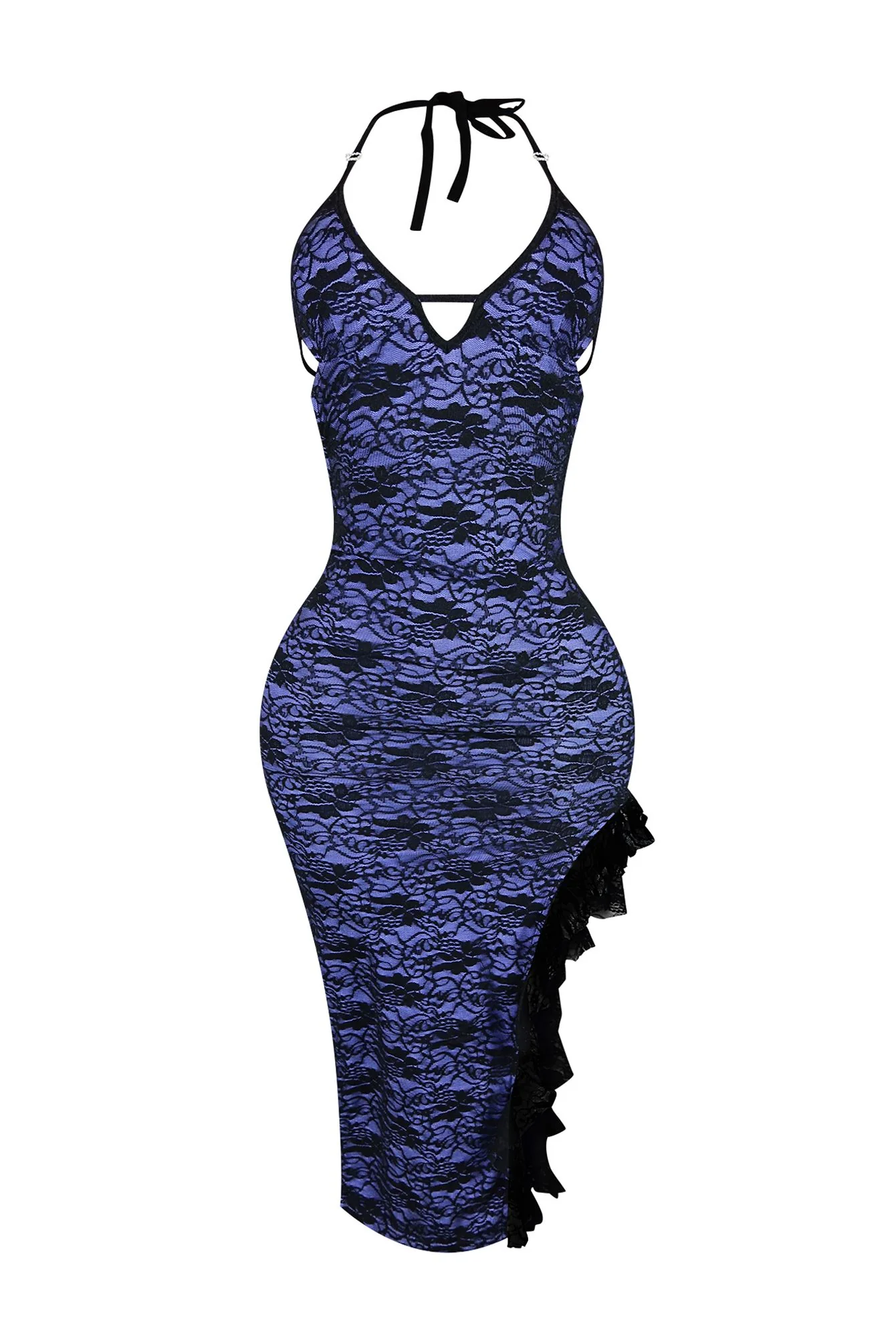 Bianca Halter Lace Midi Dress - Image 3