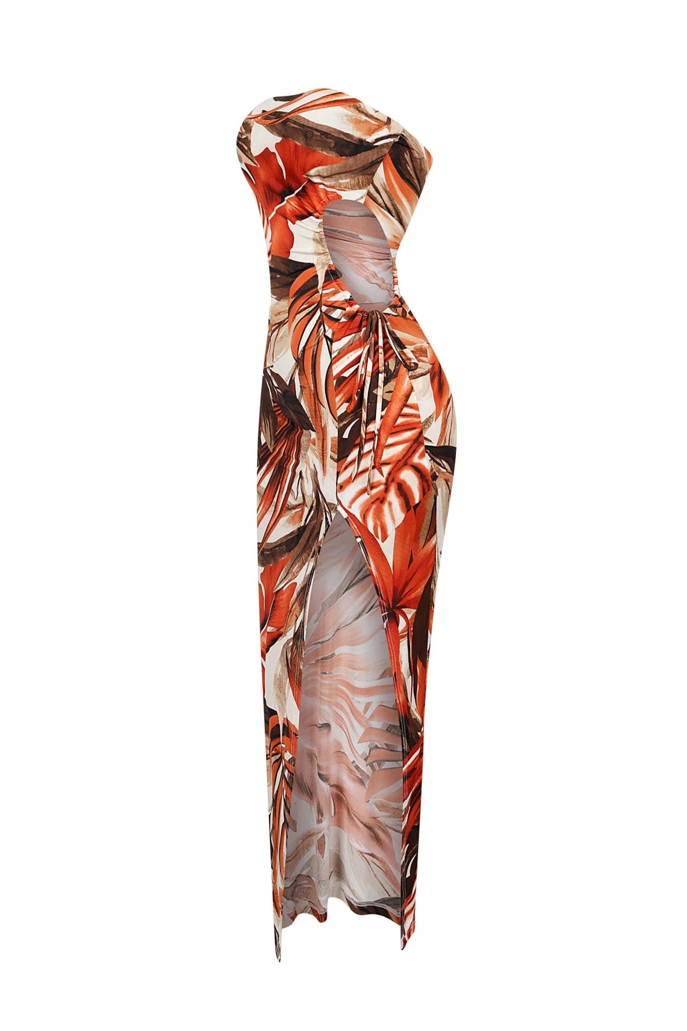 Botanical Cutout Floral Maxi Tube Dress - Image 4