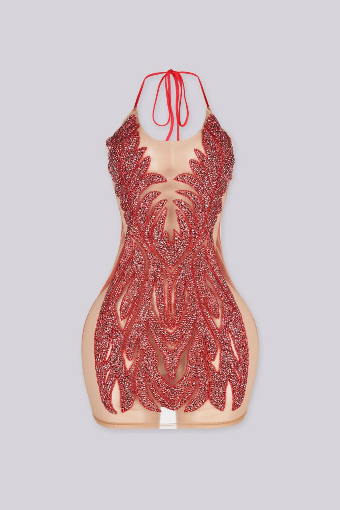 Bratty Rhinestone Mesh Contrast Mini Dress - Image 12