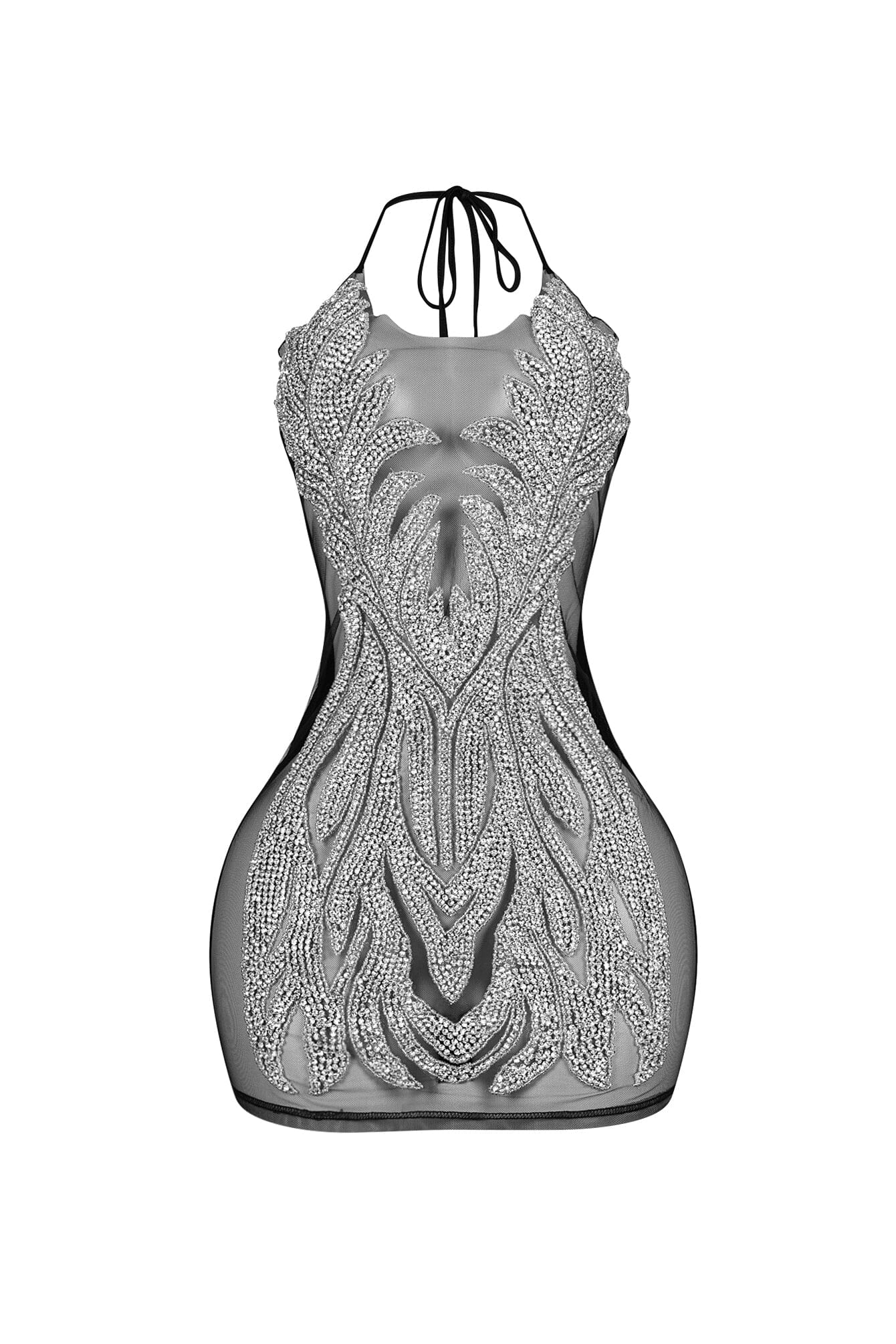 Bratty Rhinestone Mesh Contrast Mini Dress - Image 9