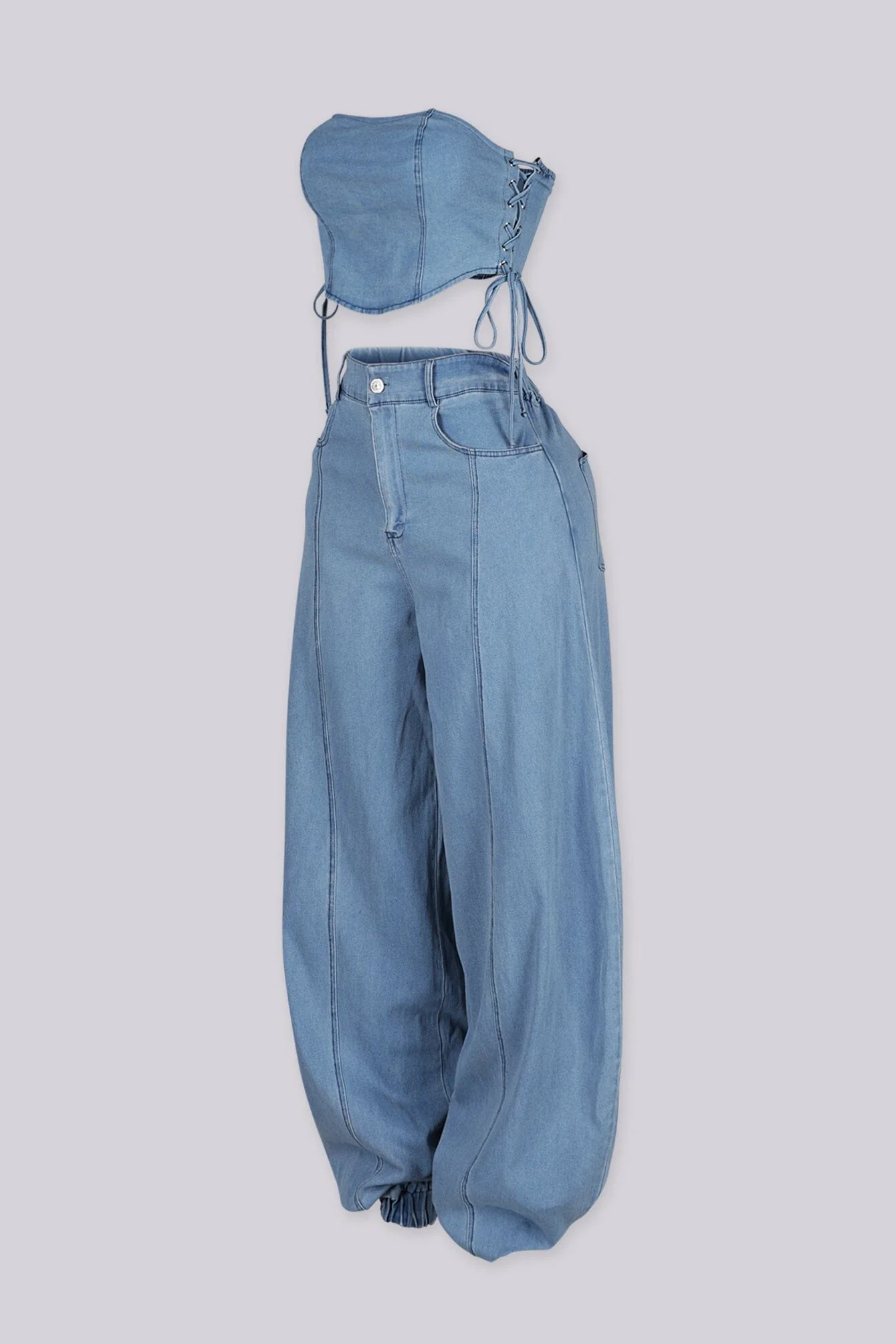 Breakline Denim Top & Jogger SET - Image 5