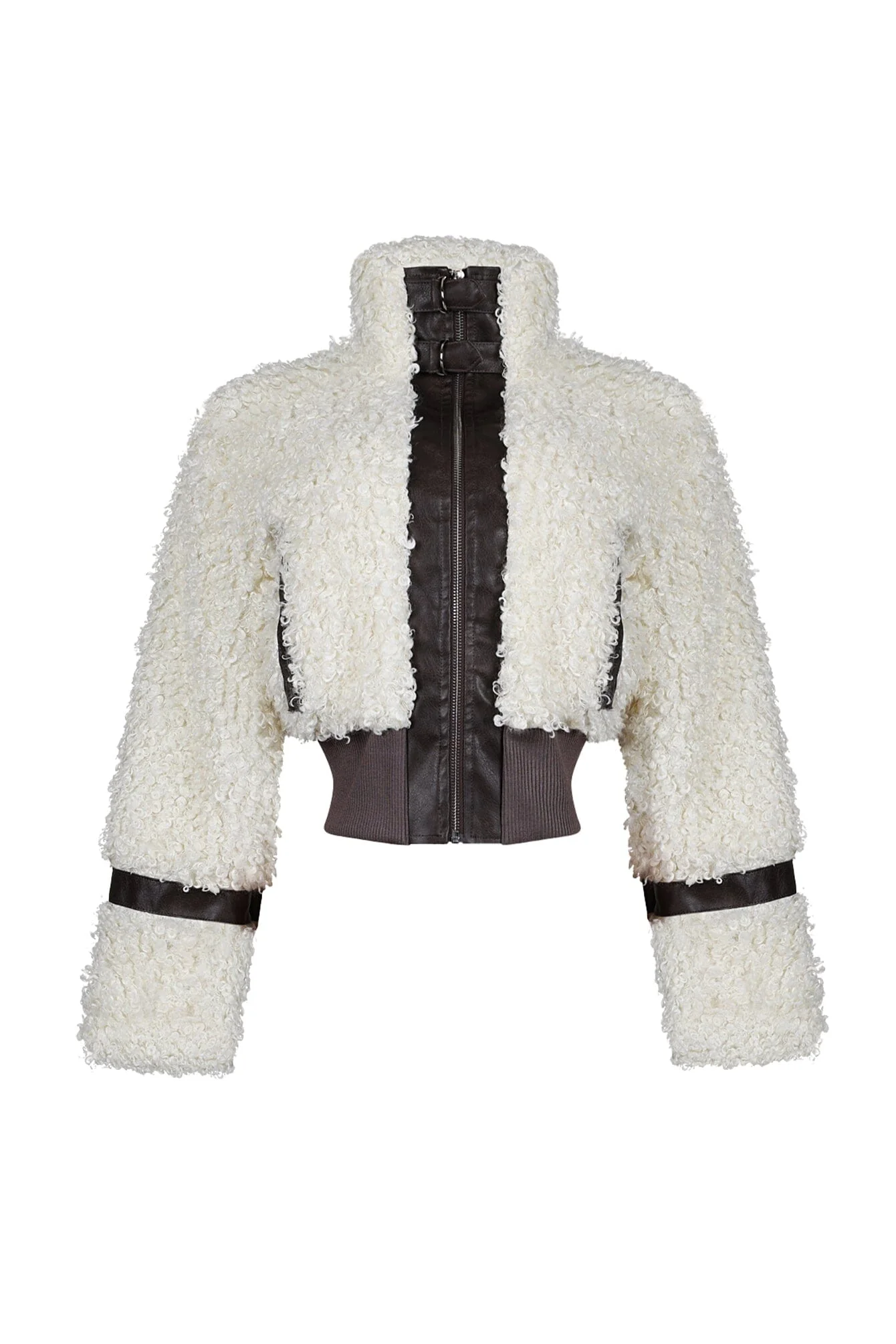 Bria Faux Leather Faux Poodle Fur Jacket - Image 3