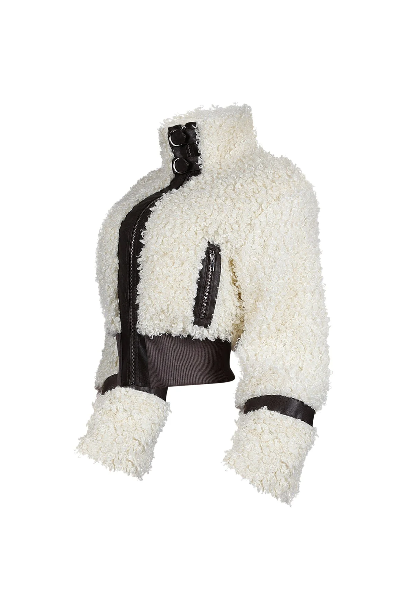 Bria Faux Leather Faux Poodle Fur Jacket - Image 4