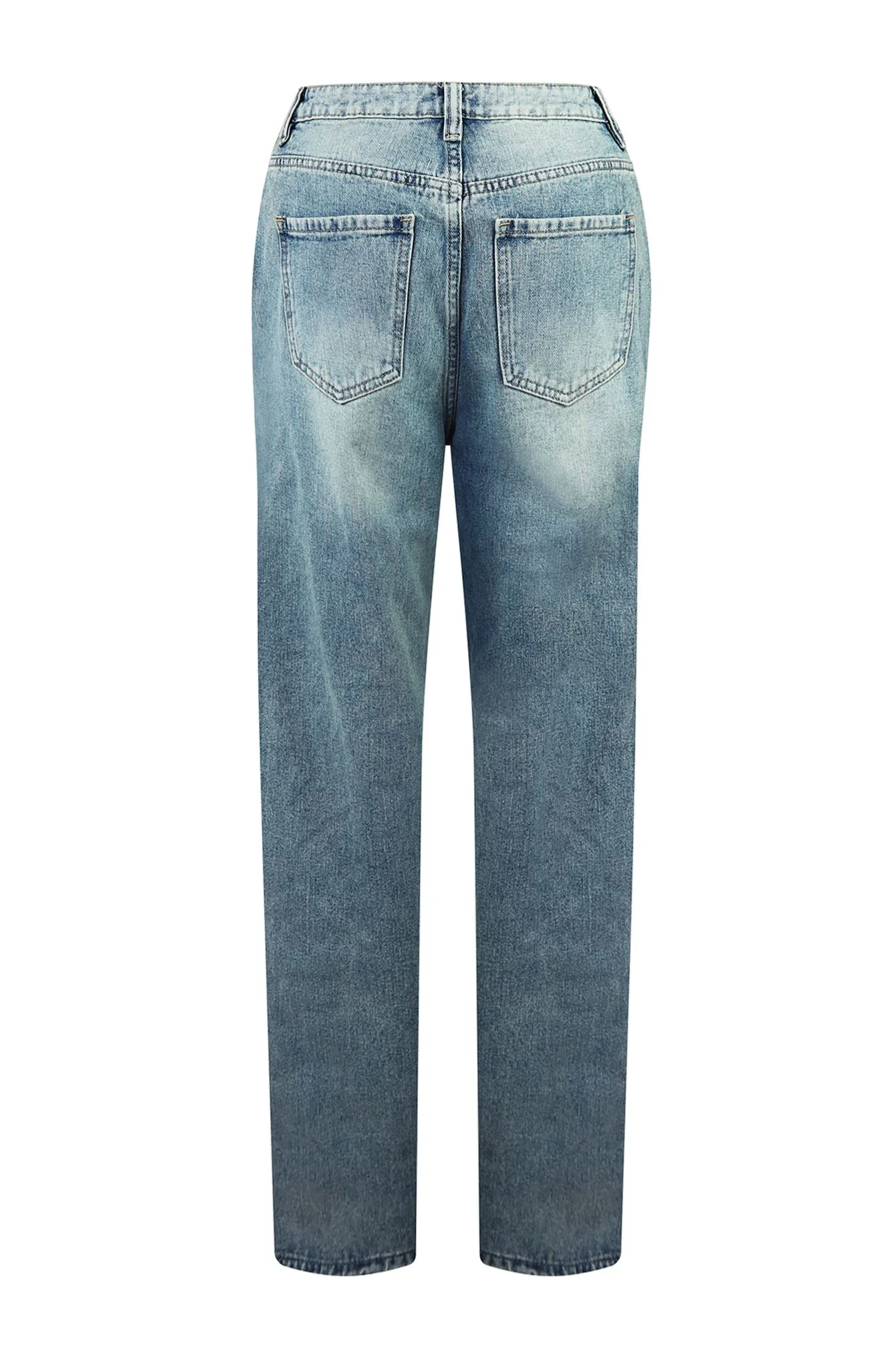 Calling It Off Frayed Trim Washed Denim Jeans - Image 3