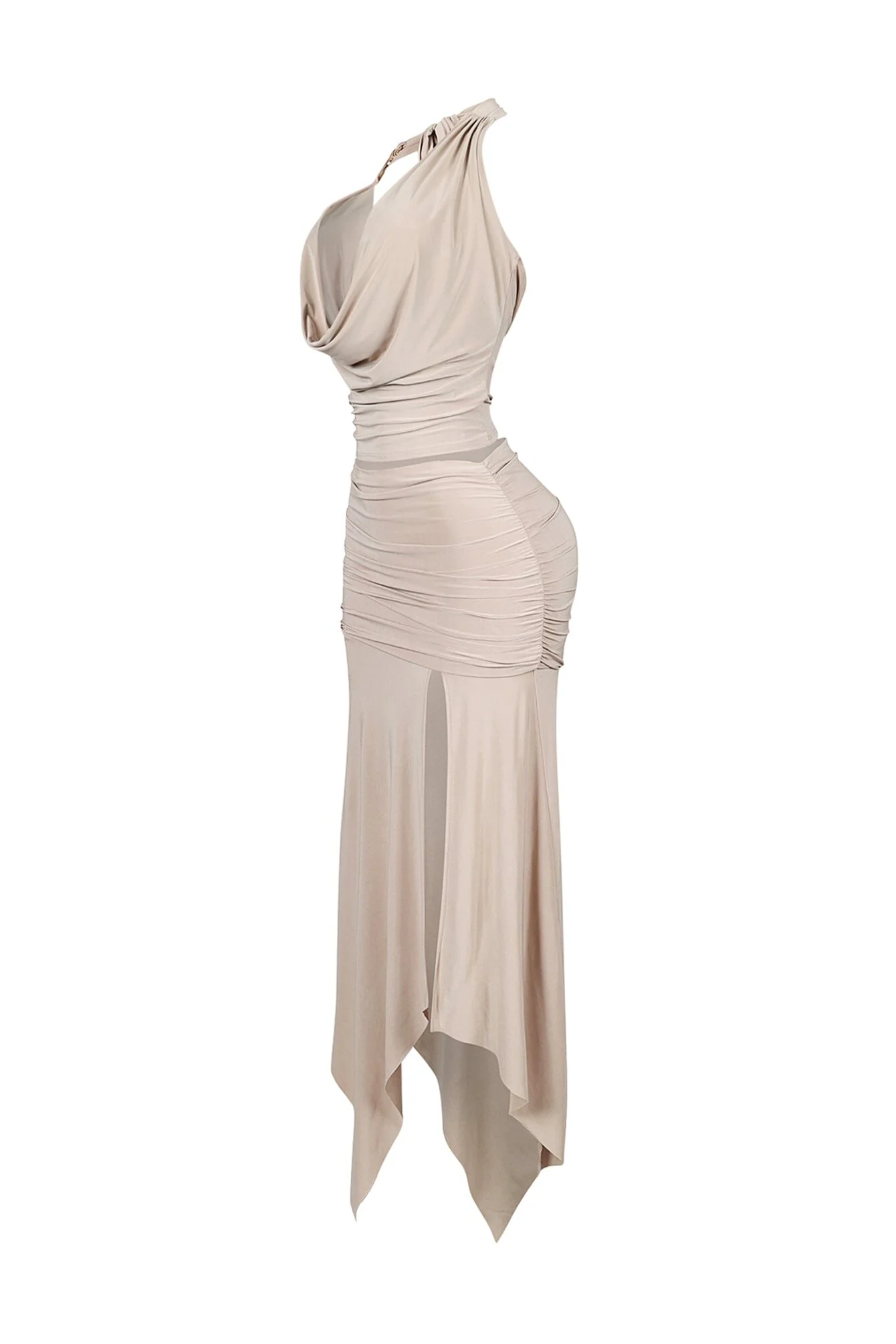 Caroline Gold Metallic Cowl Neck Top & Skirt SET - Image 8