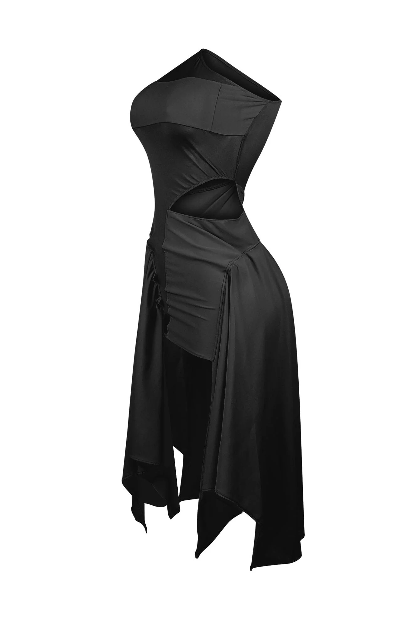 Chicism Mesh Contrast Asymmetrical Dress - Image 7