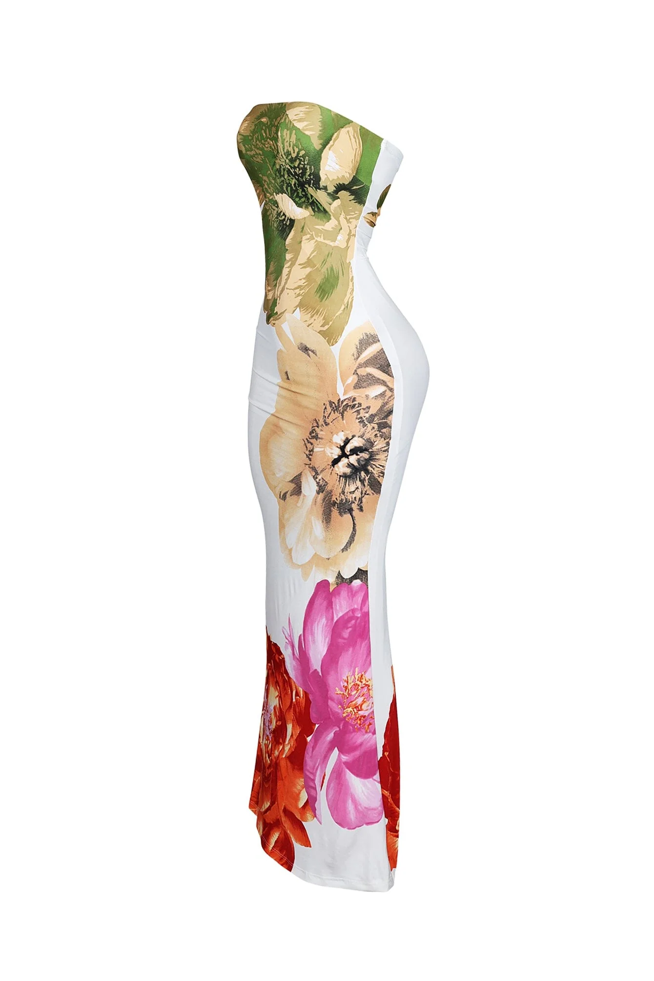 Citrus Floral Print Tube Maxi Dress - Image 4