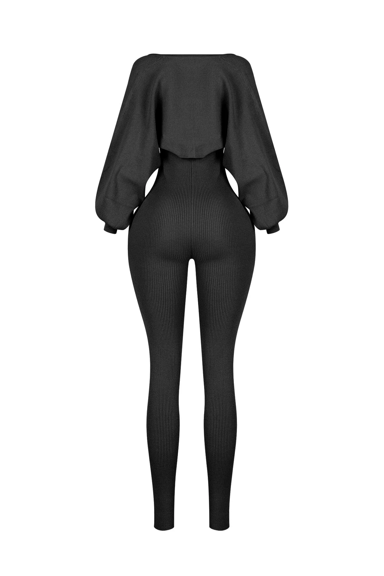 Clover Ribbed Knit Jumpsuit With Bolero SET - Image 8
