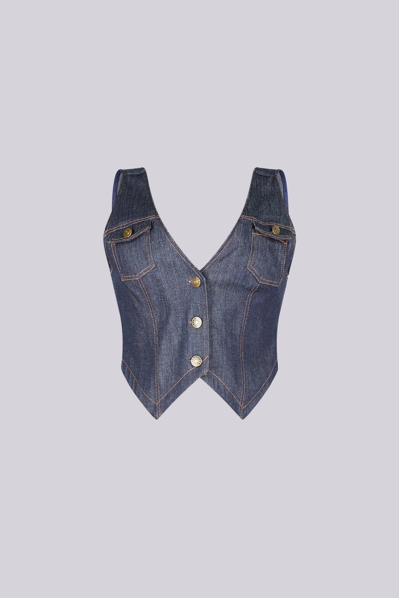 Cyra Indigo Denim Vest Top - Image 3