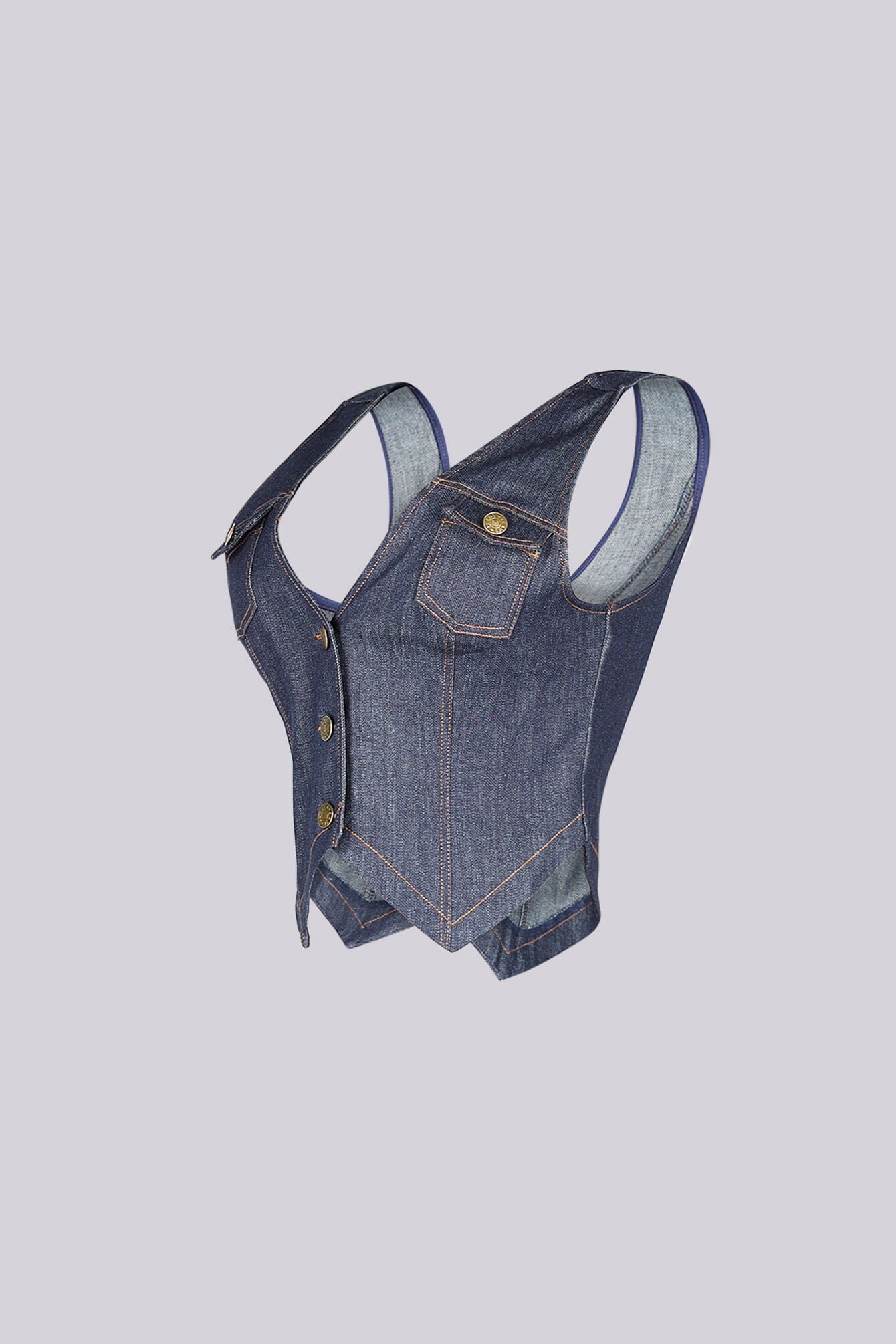 Cyra Indigo Denim Vest Top - Image 4