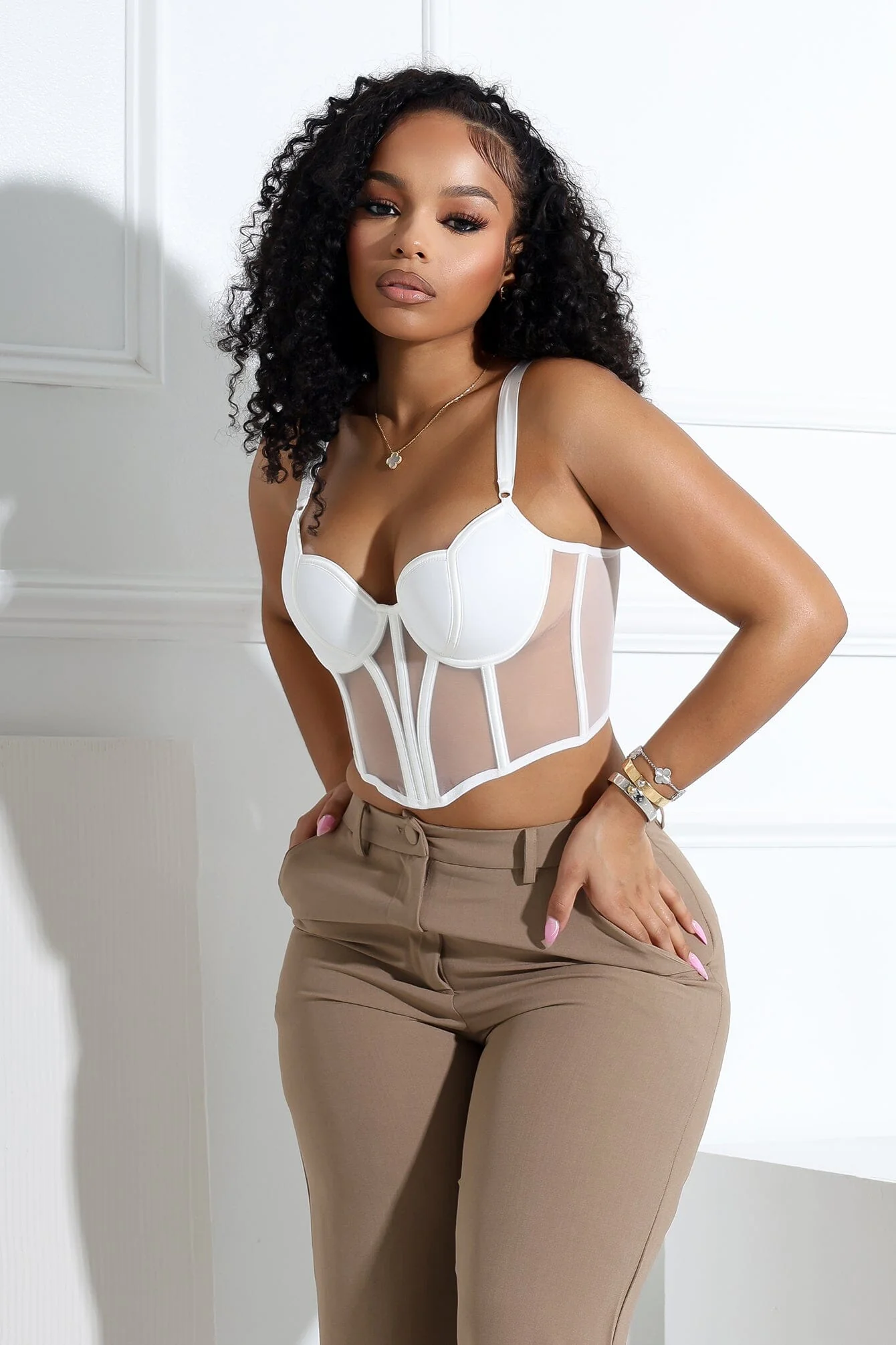 Delicate Love Mesh Boned Bustier - Image 2