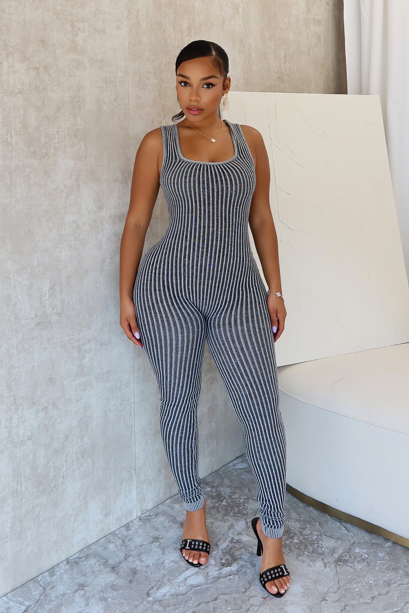 Eastside Two Tone Back Lace Up Jumpsuit - Image 2