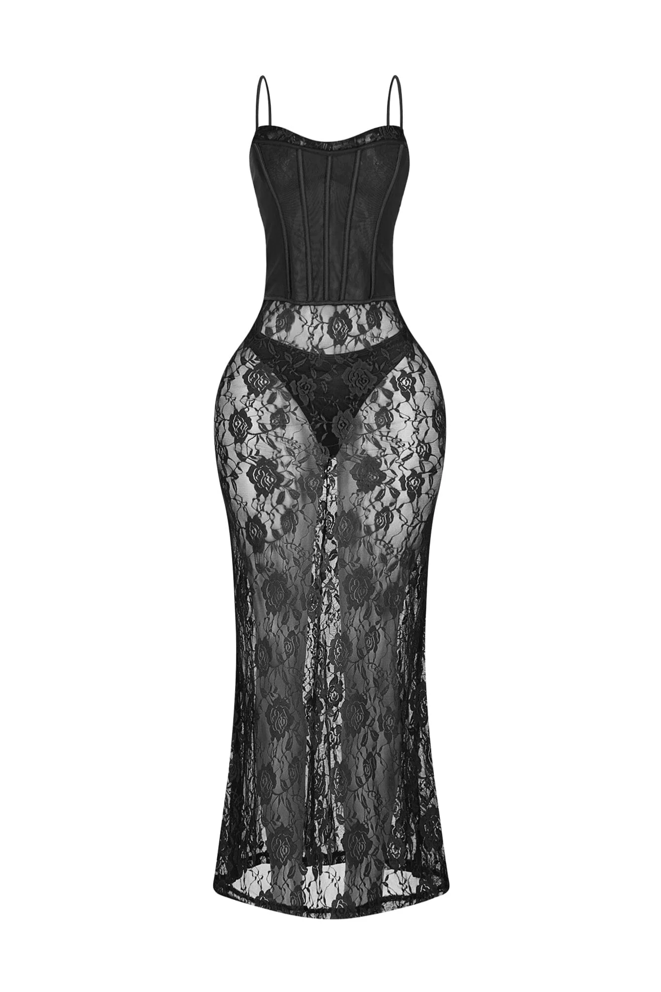 Ebone Lace Corset Maxi Dress - Image 5