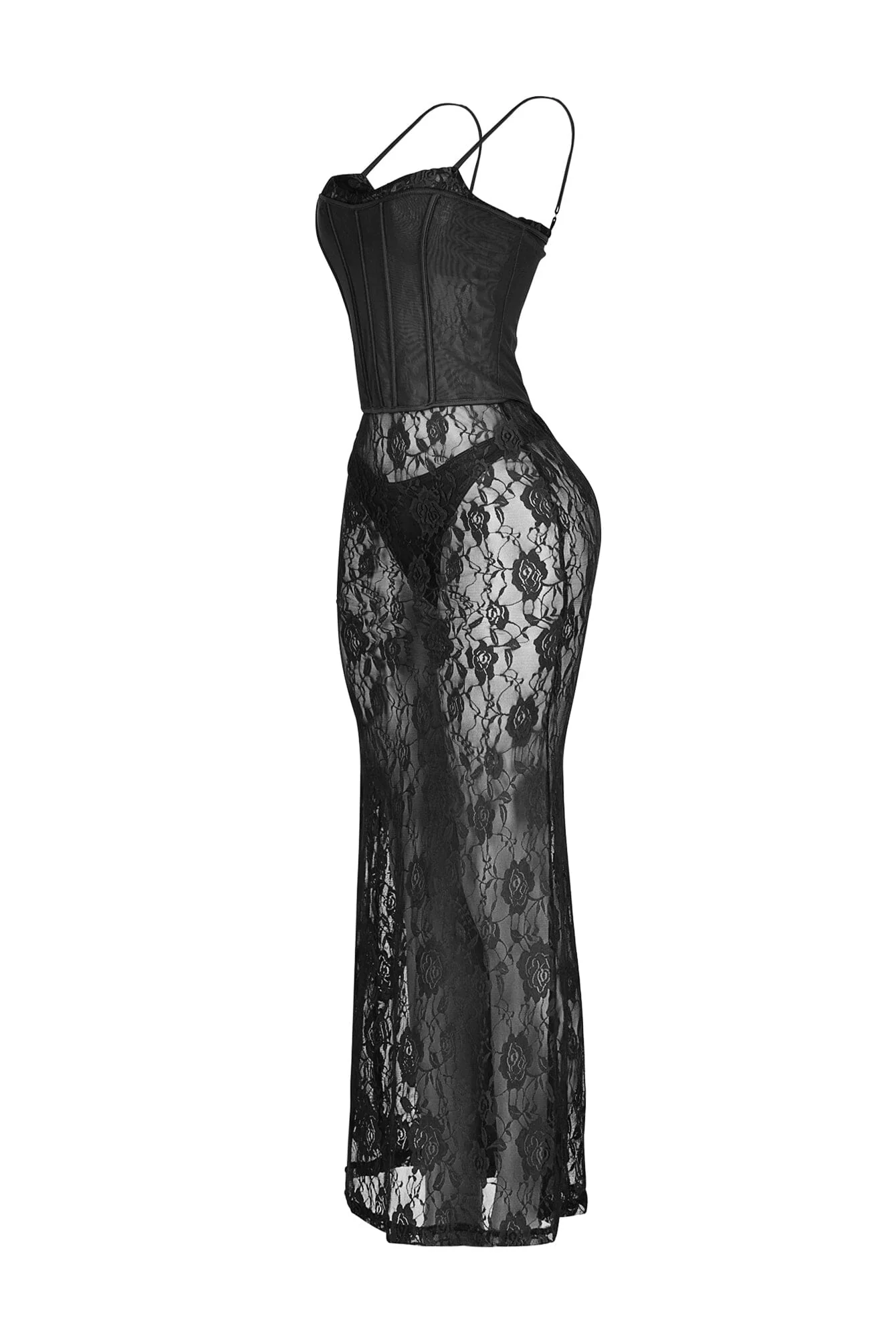 Ebone Lace Corset Maxi Dress - Image 7