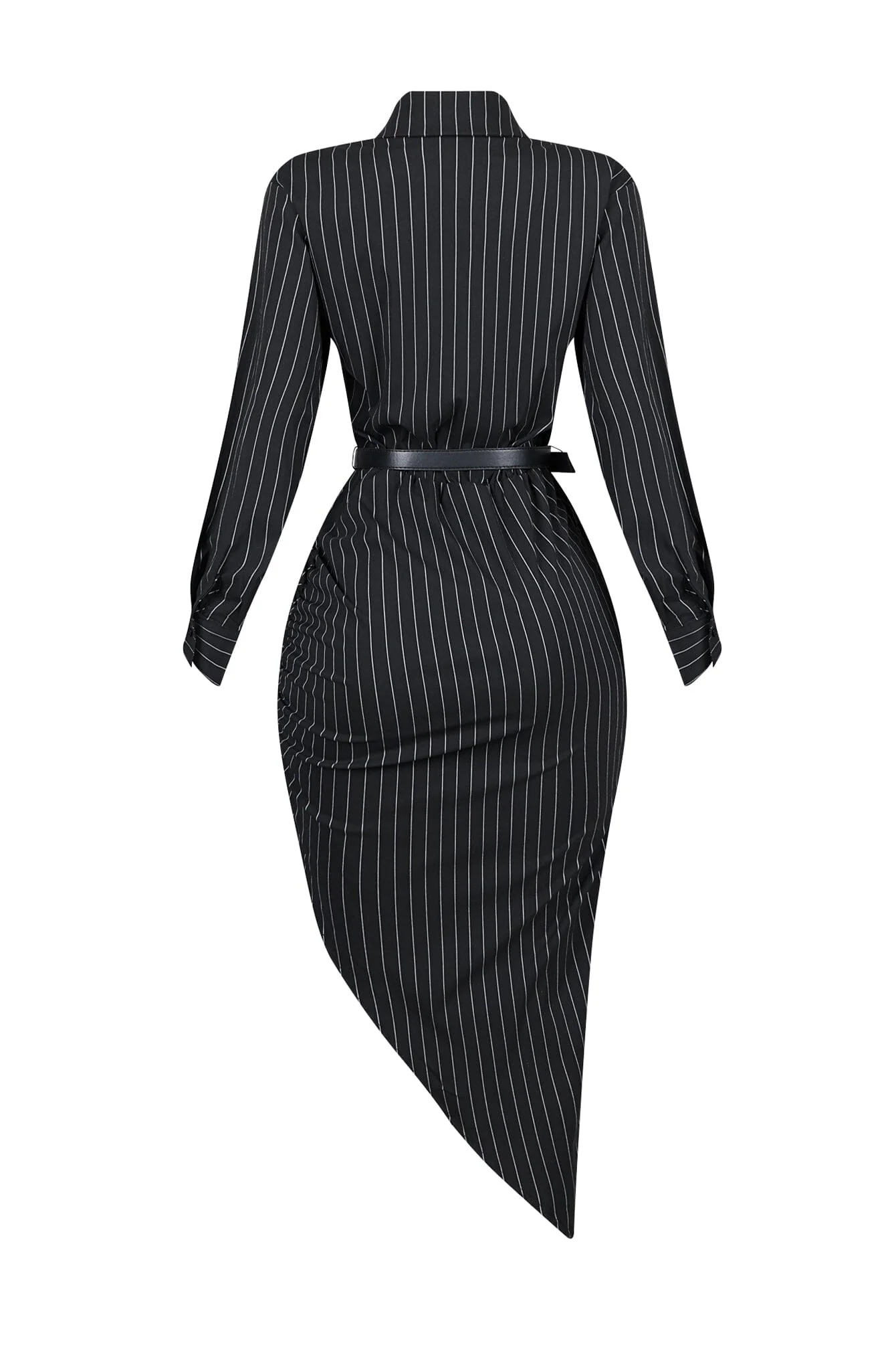 Eileen Pin Stripe Collared Maxi Dress With Belt - Image 5