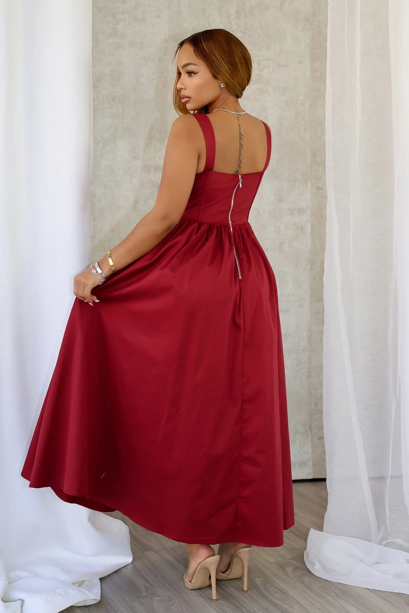 Eillen Poplin Corset A-line Long Dress - Image 2
