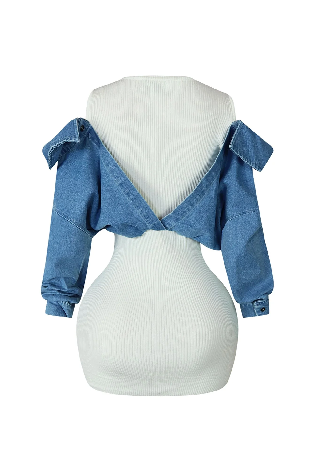 Eleanor Denim And Knit Contrast Dress - Image 6