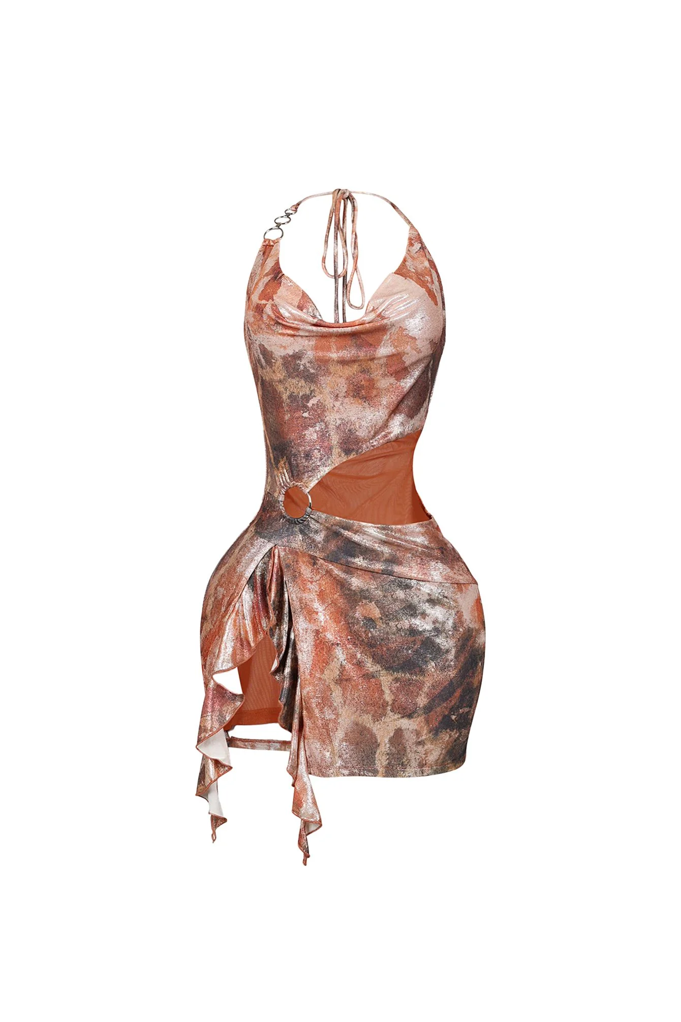 Electric Foil Tank O Ring Mini Dress - Image 3