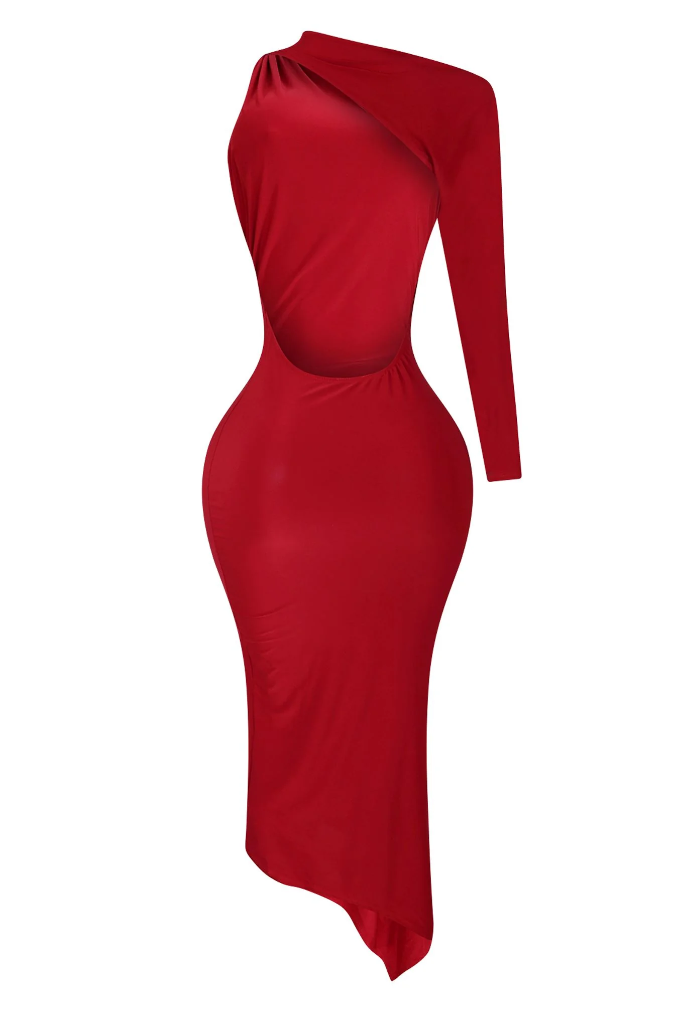 Eva One Shoulder Nylon Midi Dress - Image 6