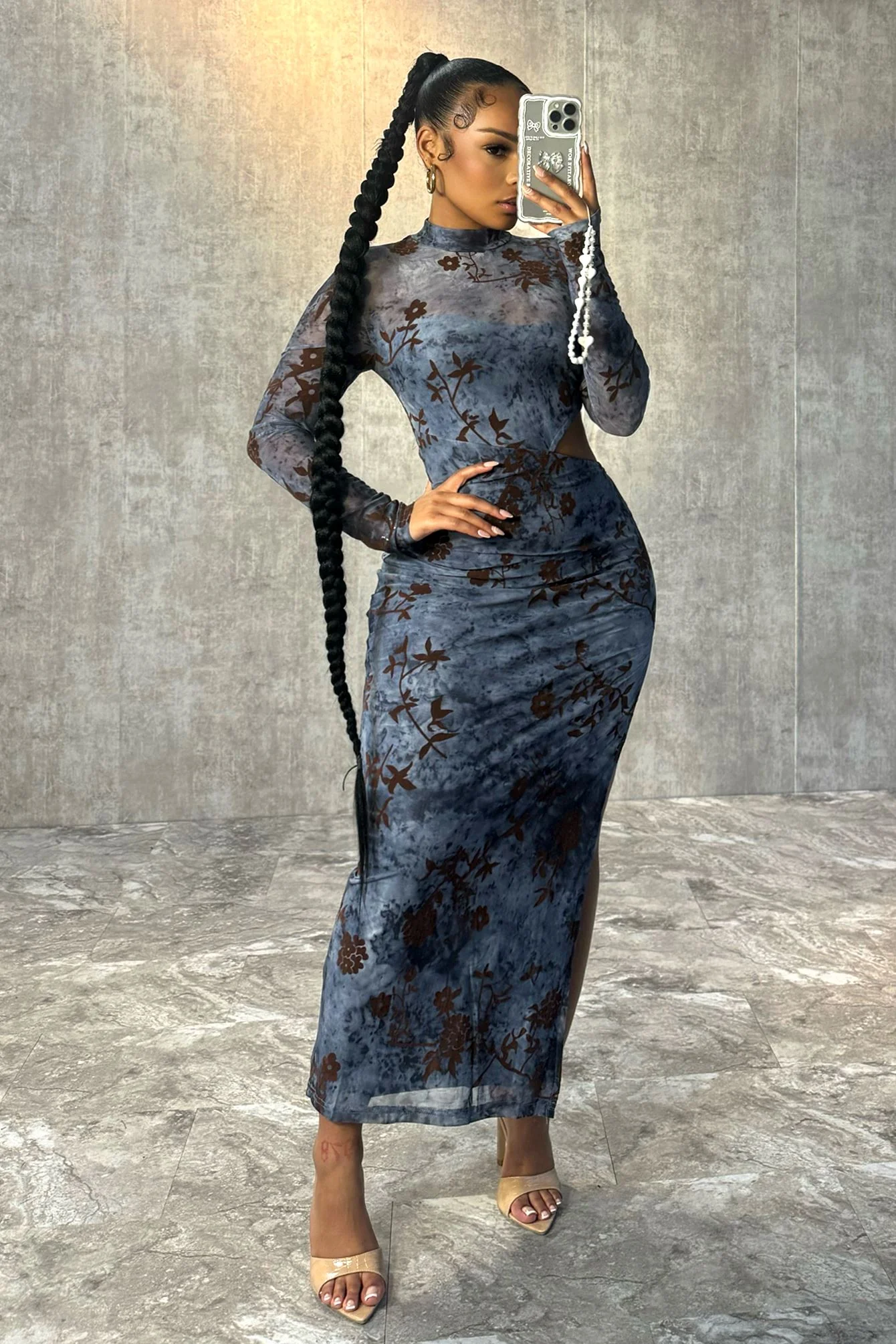 Fallin Sky Floral Print Mesh Dress - Image 2