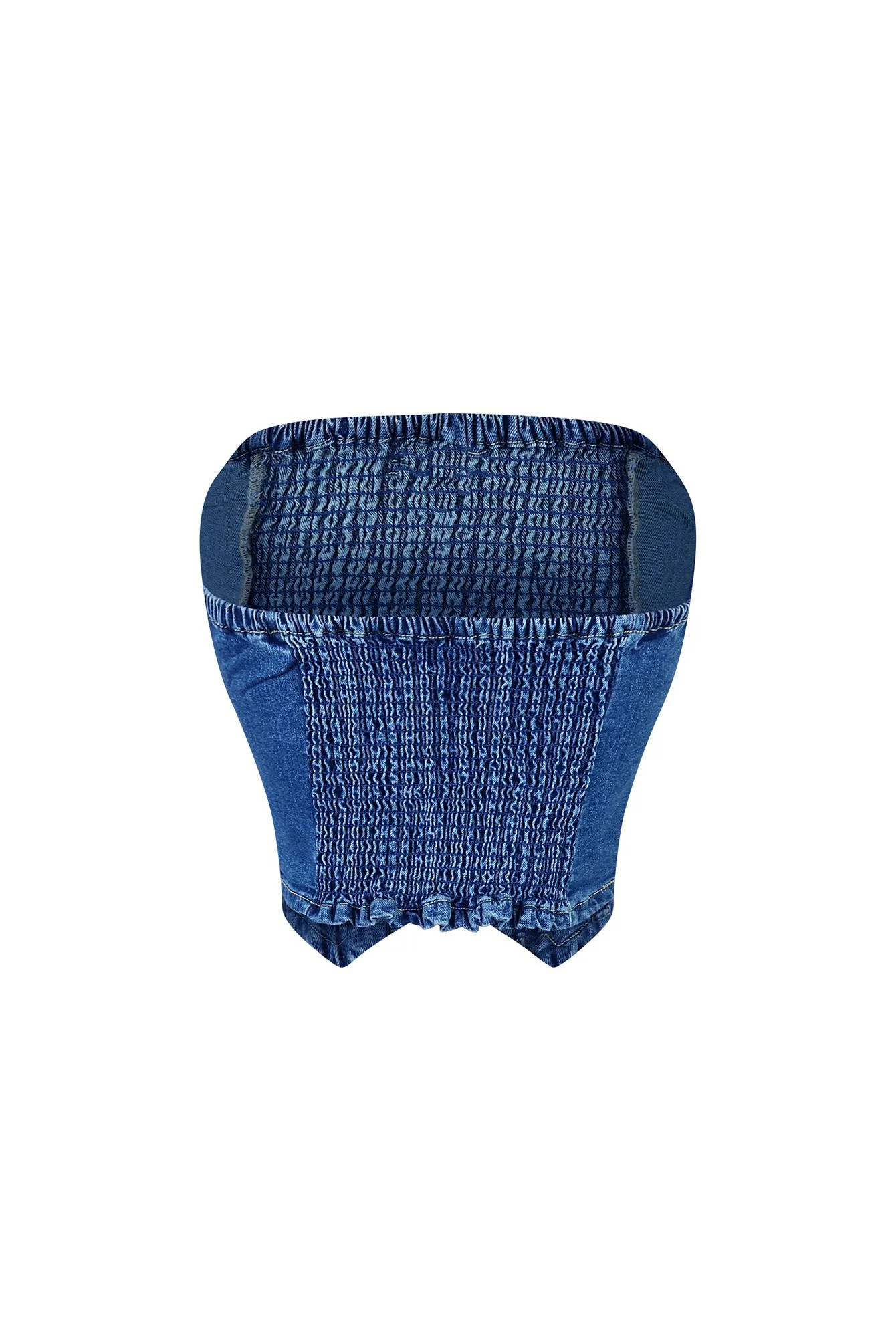 Falling Deep Button Down Denim Tube Top - Image 3