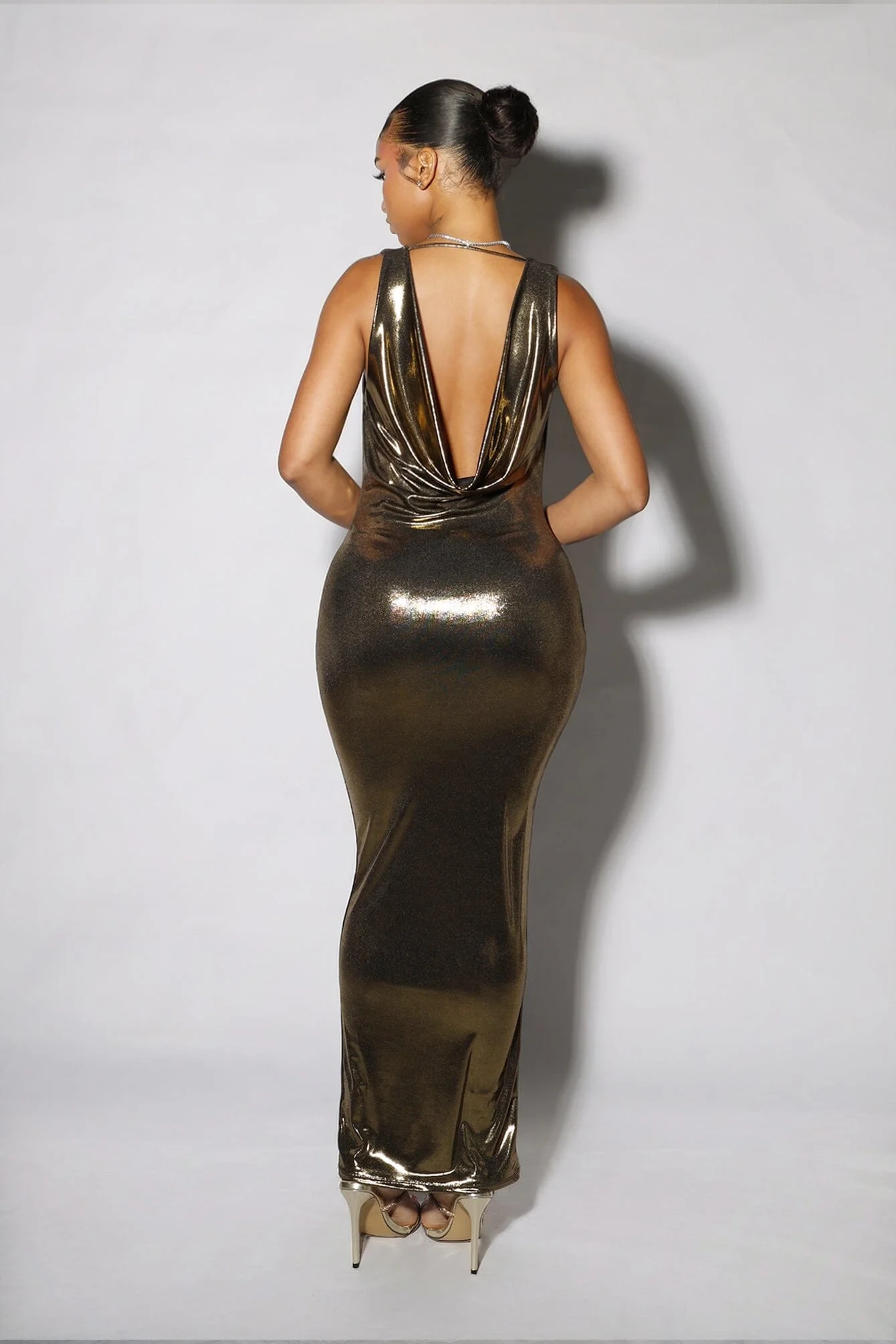 Foil Fantasy Drape Maxi Dress - Image 3