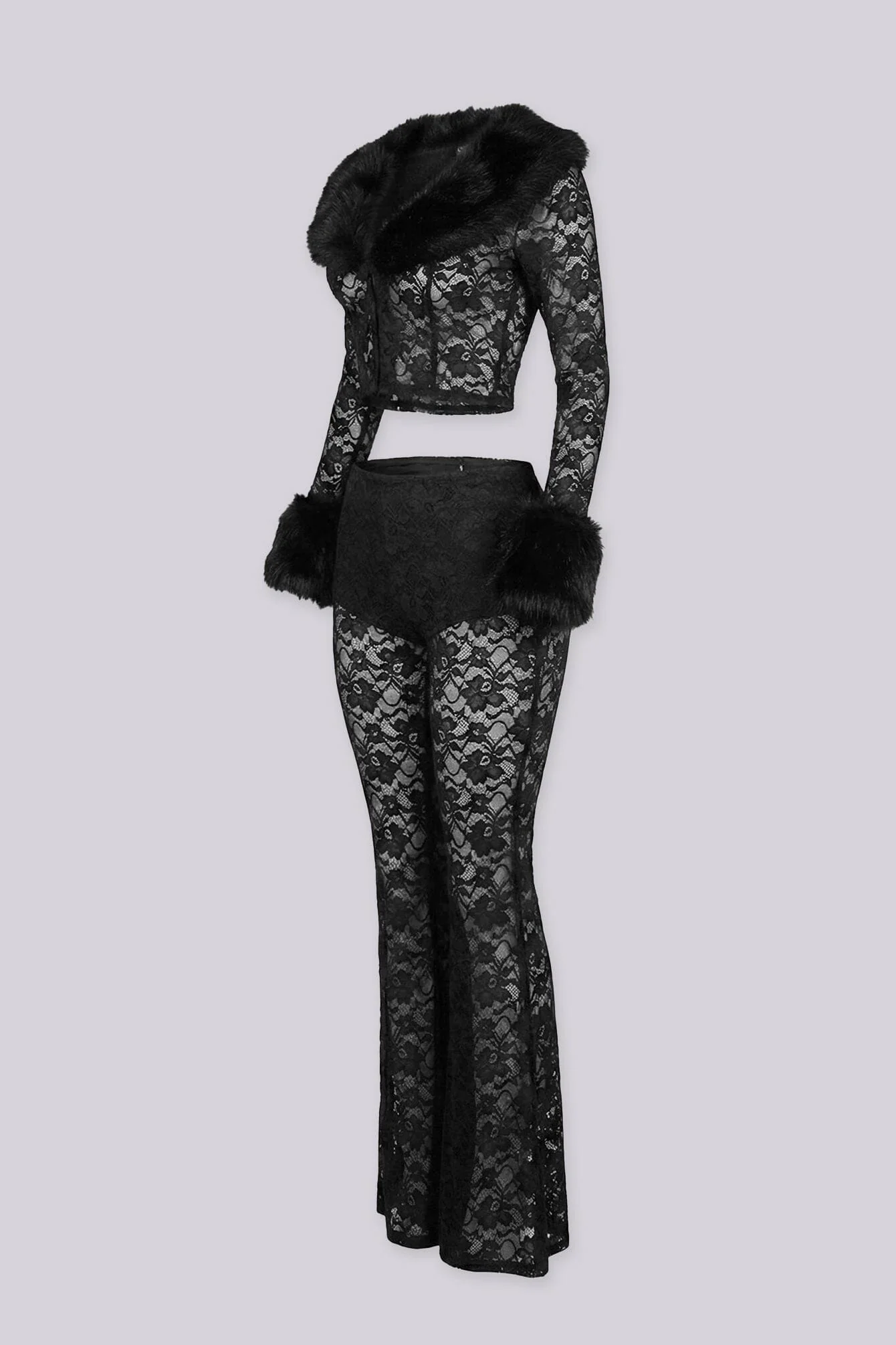 Frostbite Lace Fur Trim Top & Pants SET - Image 8