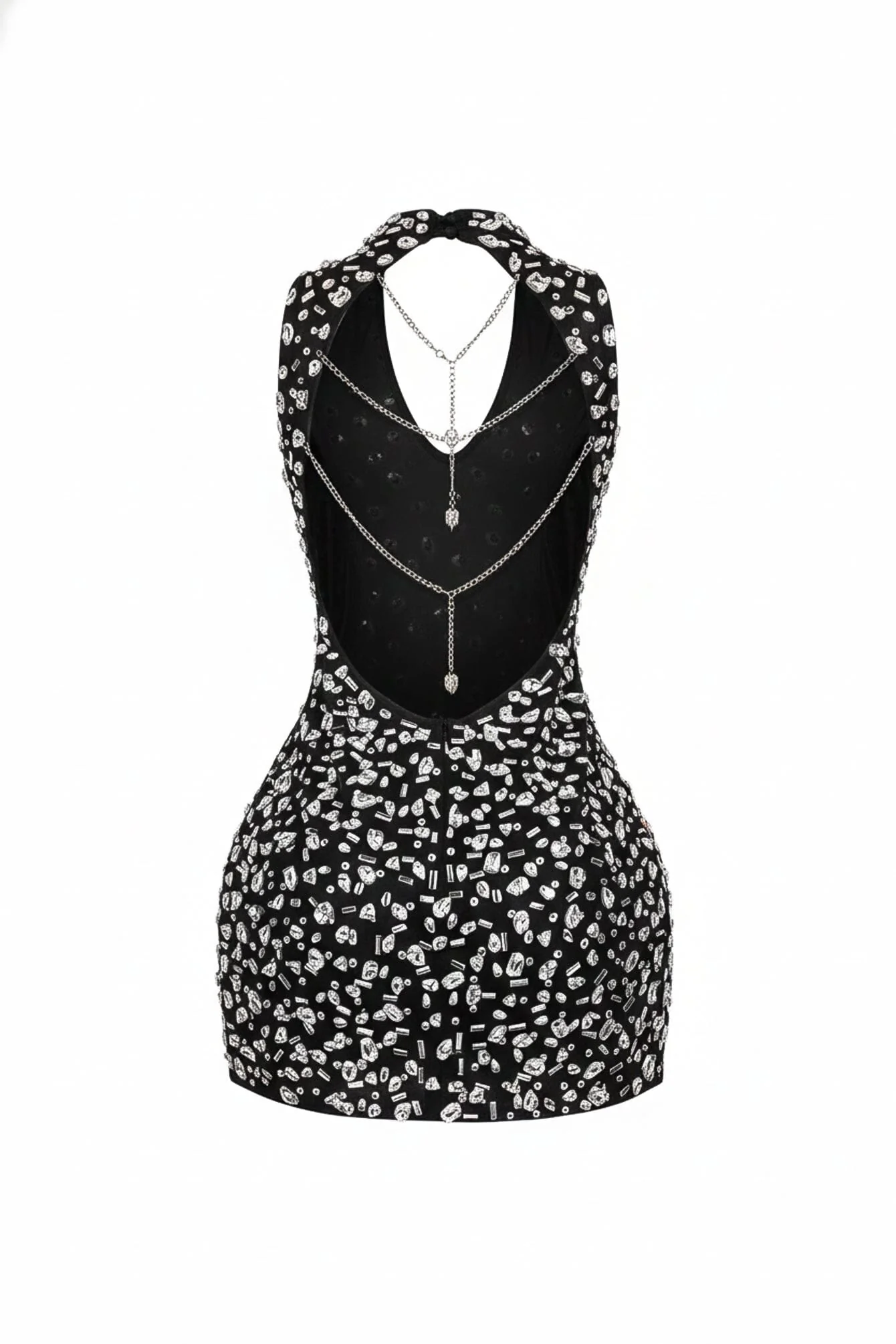Gina Rhinestone Mesh Halter Mini Dress - Image 10