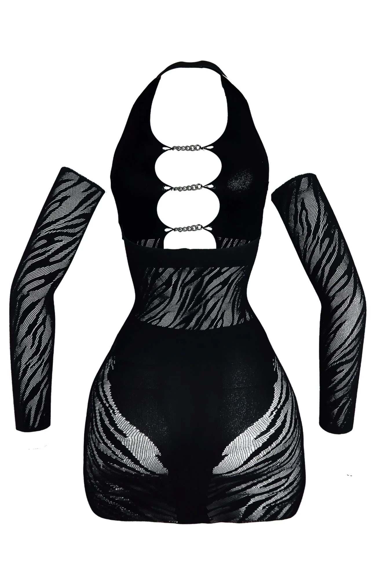 Buffy Hallow Out Halter Dress With Gloves - Image 10