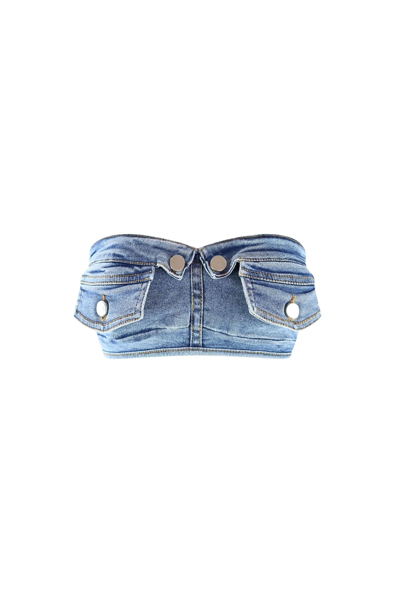 Hang With Me Denim Pocket Tube Top - Image 3