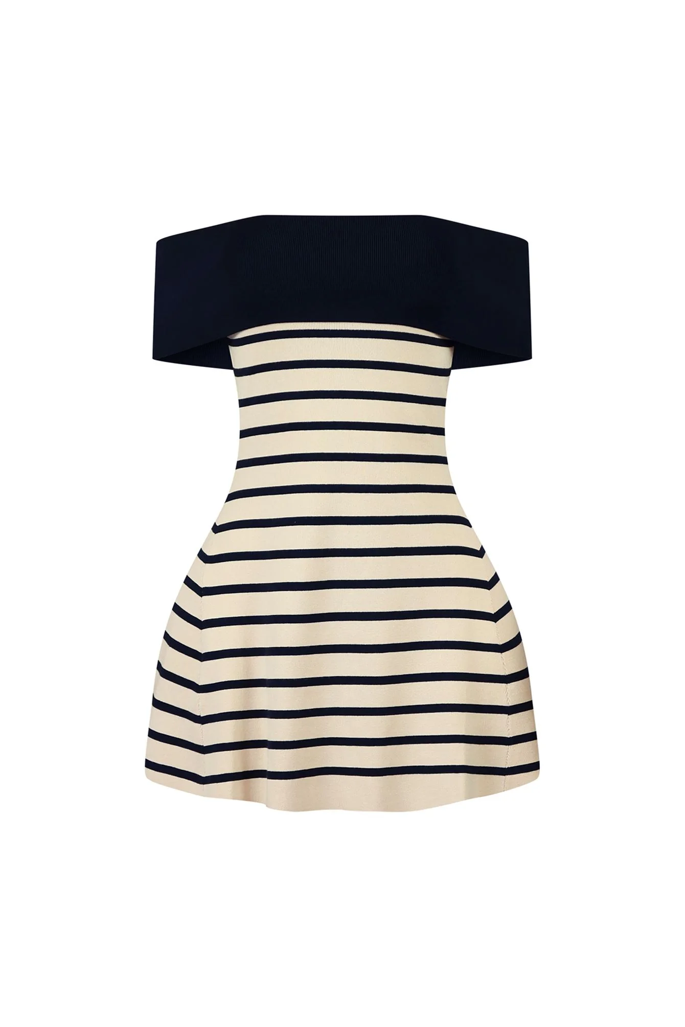 Hayes Off Shoulder Striped Flare Mini Dress - Image 3