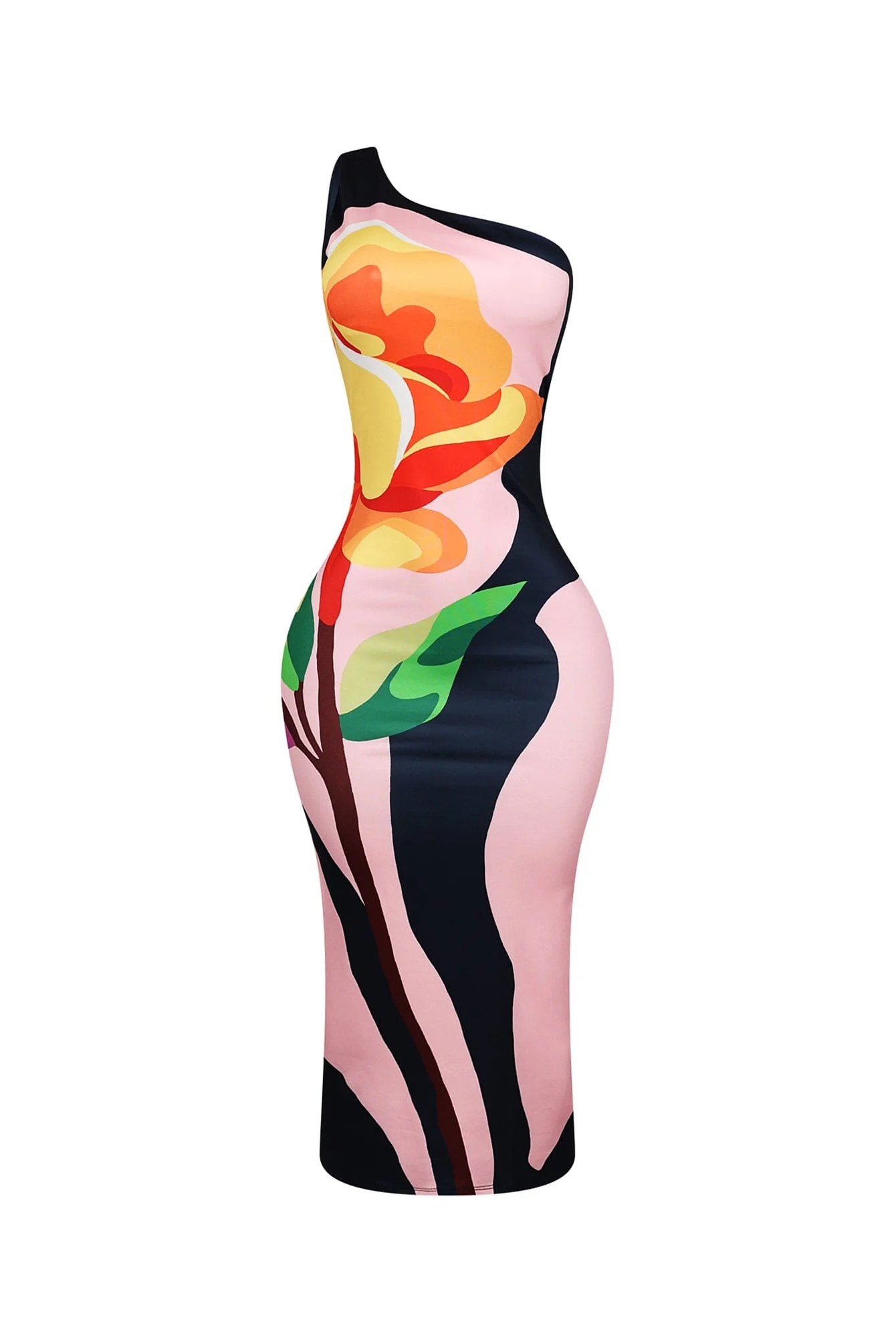 Hyogo Printed One Shoulder Midi Dress - Image 3
