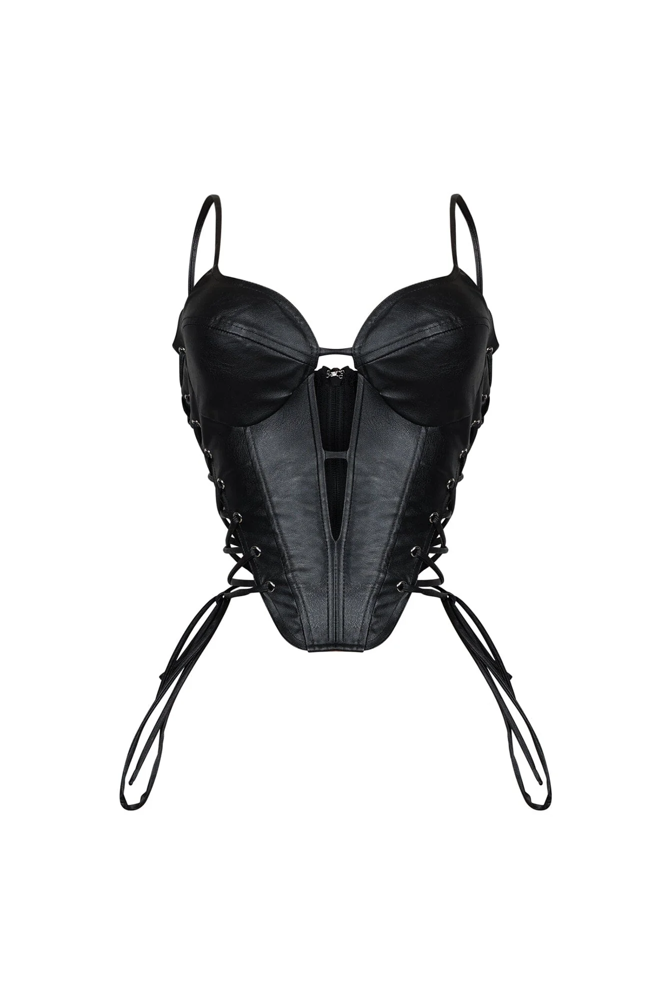 Isla Faux Leather Lace Up Bustier Top - Image 3