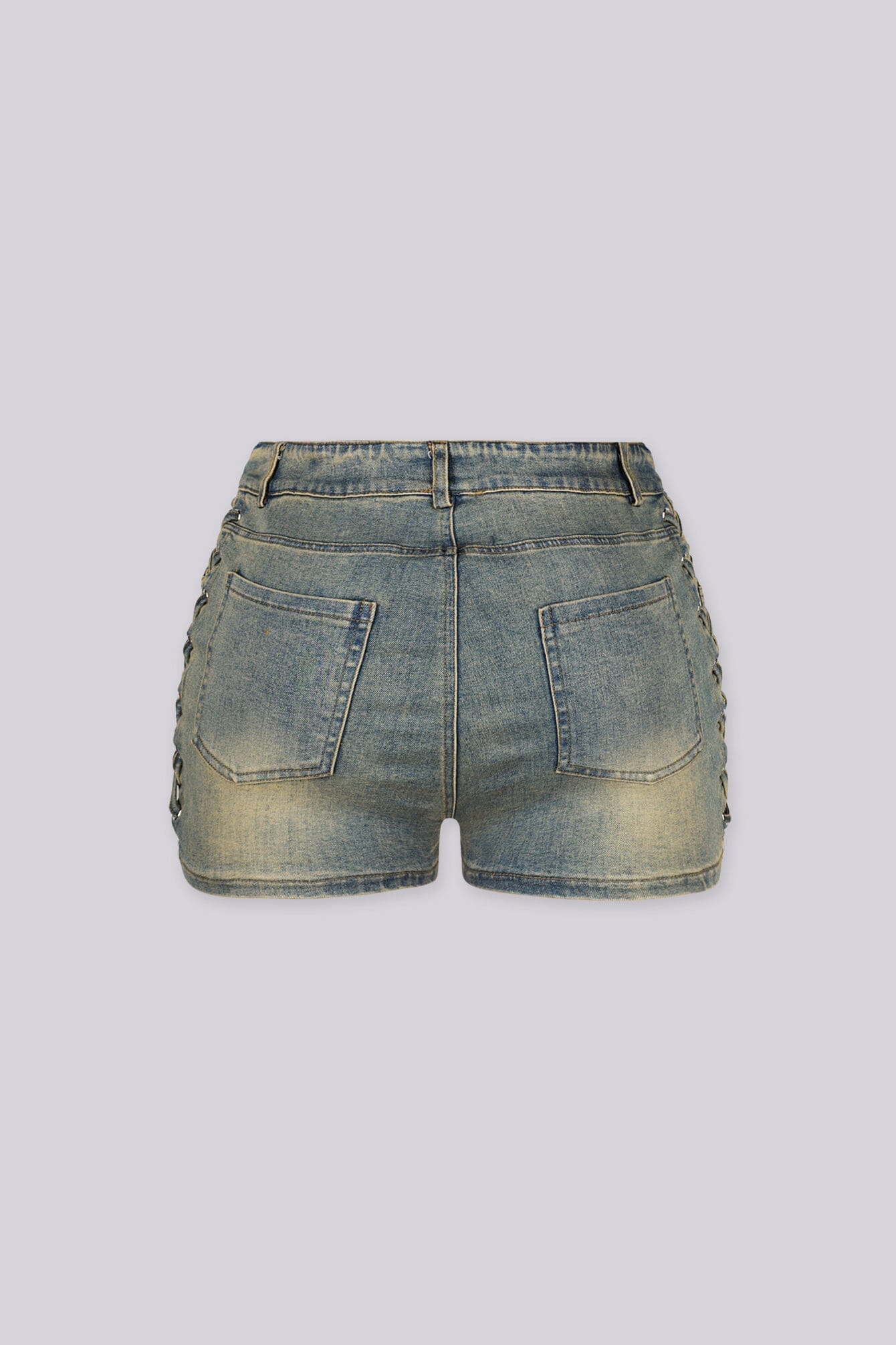 Jannet Vintage Denim Lace Up Shorts - Image 3