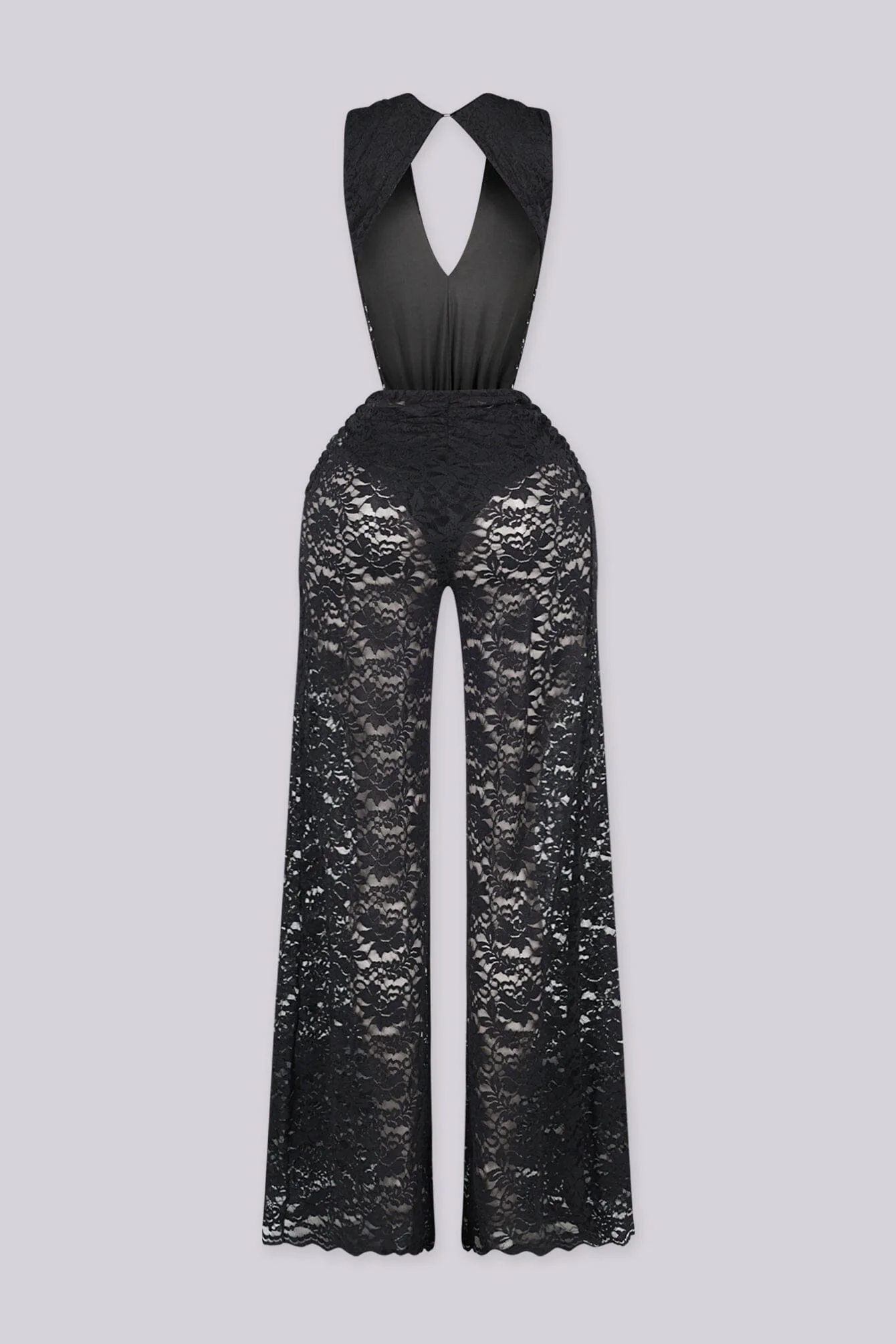 Jasmin Deep V Neck Lace Jumpsuit - Image 3