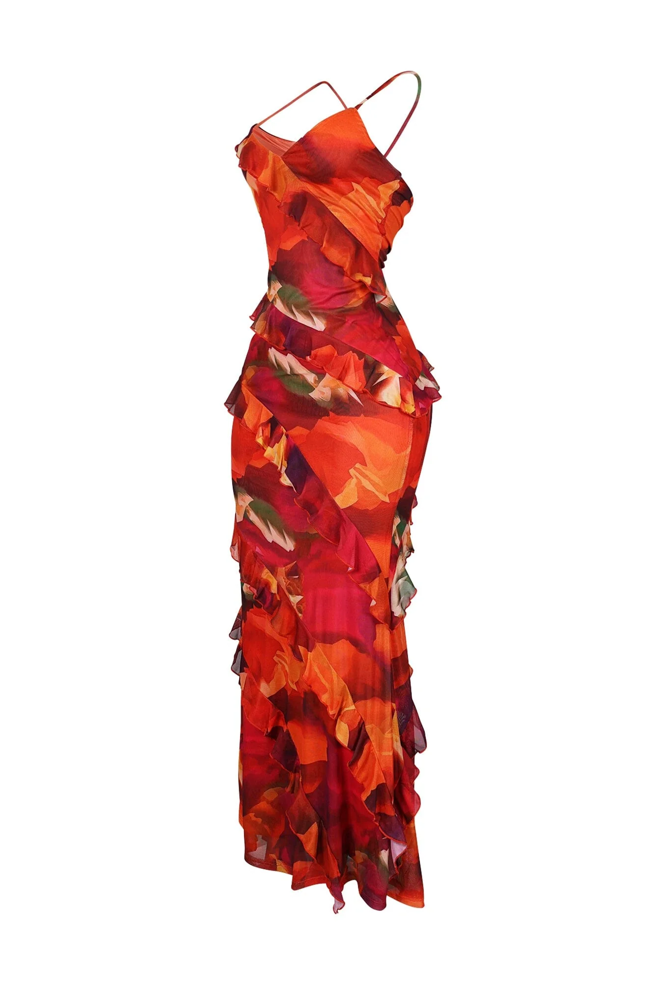 Jody Mesh Print Ruffle Maxi Dress - Image 4