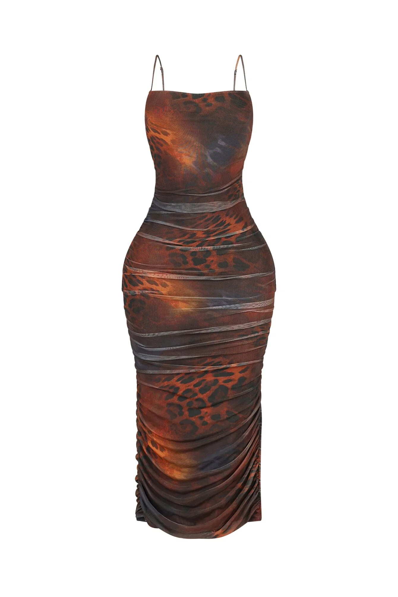 Kaela Mesh Print Ruched Dress - Image 3