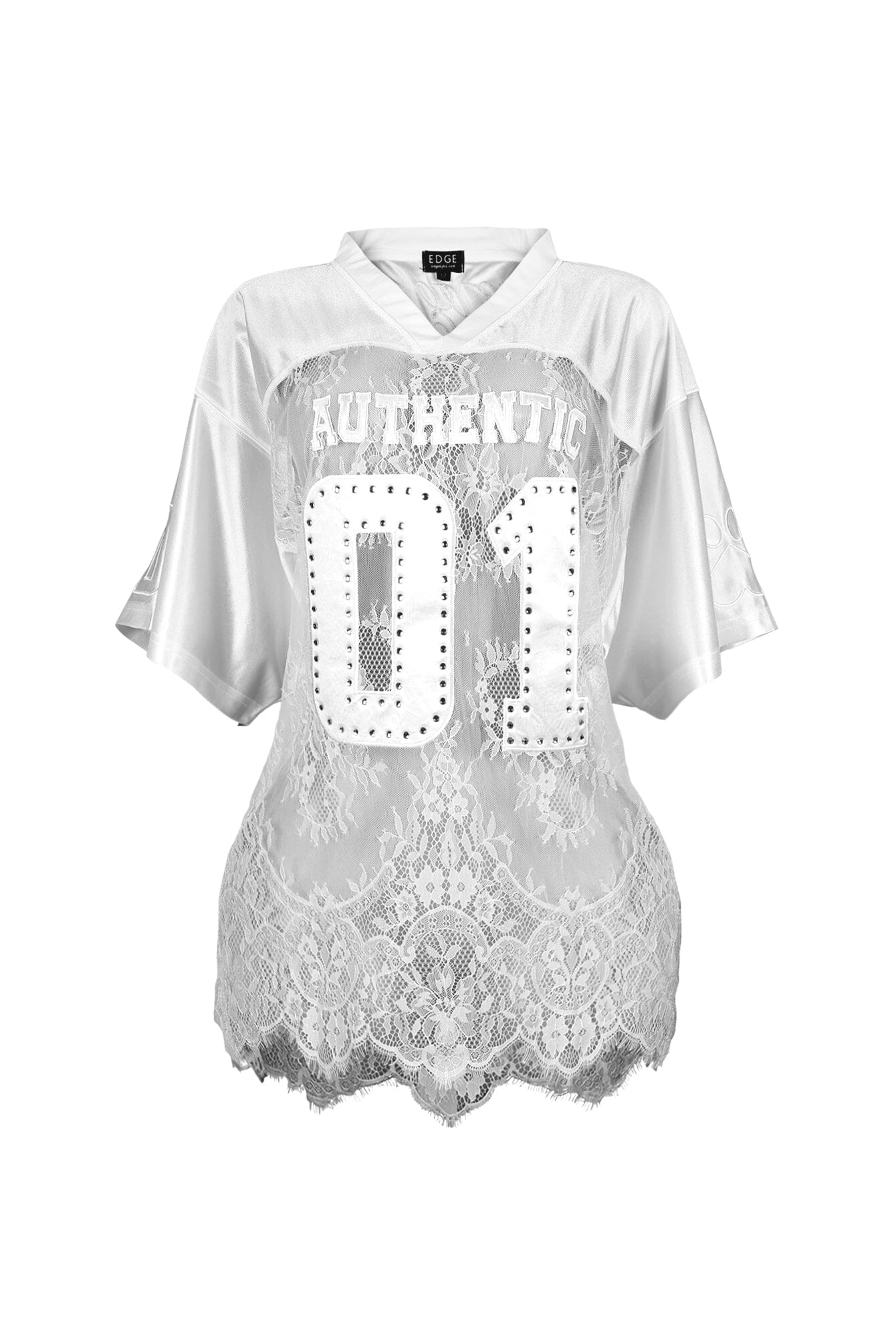 Kaylor V-neck Oversized Lace Jersey Top - Image 5