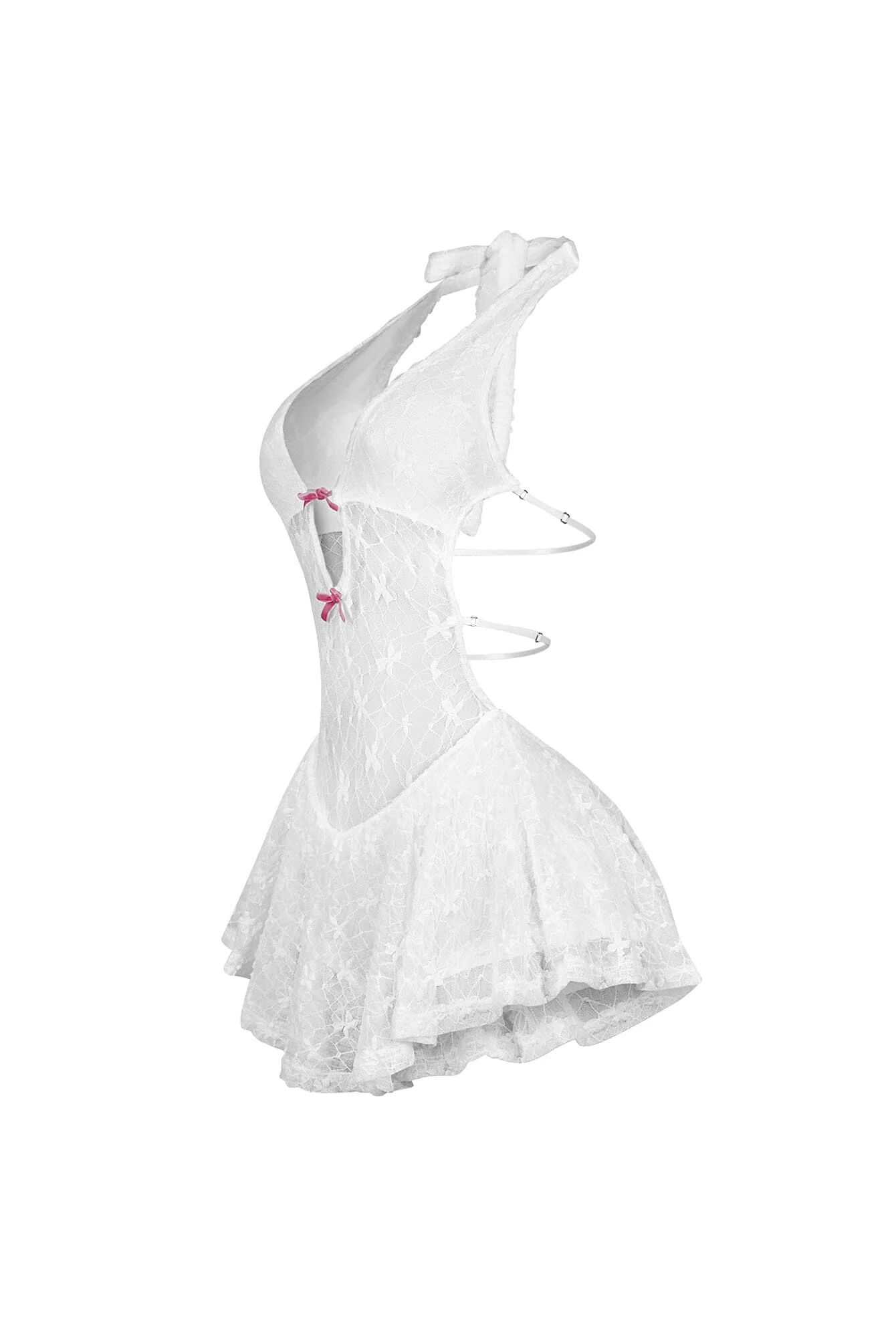Kiyomi Halter Neck Mesh Lace Mini Dress - Image 10