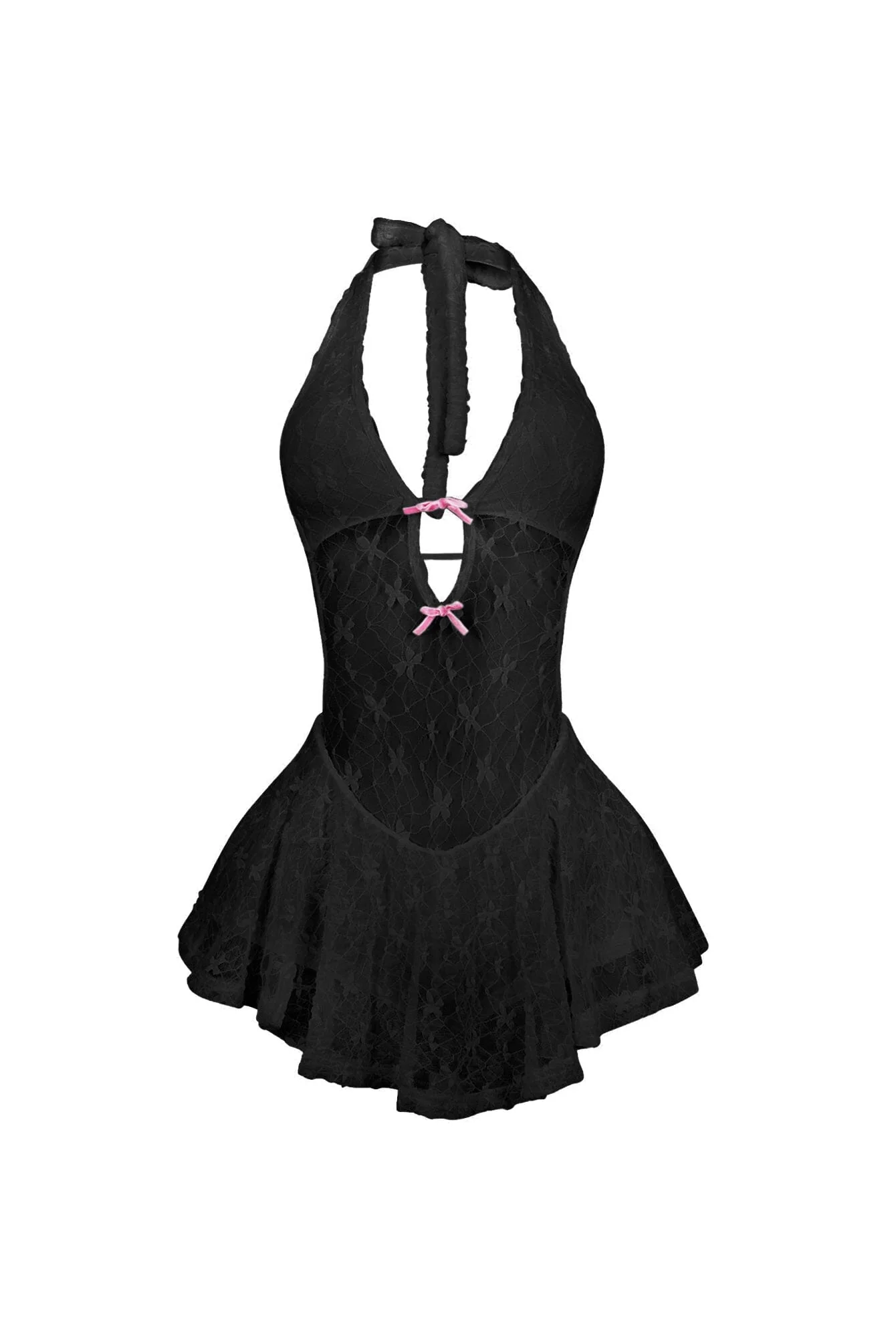 Kiyomi Halter Neck Mesh Lace Mini Dress - Image 7