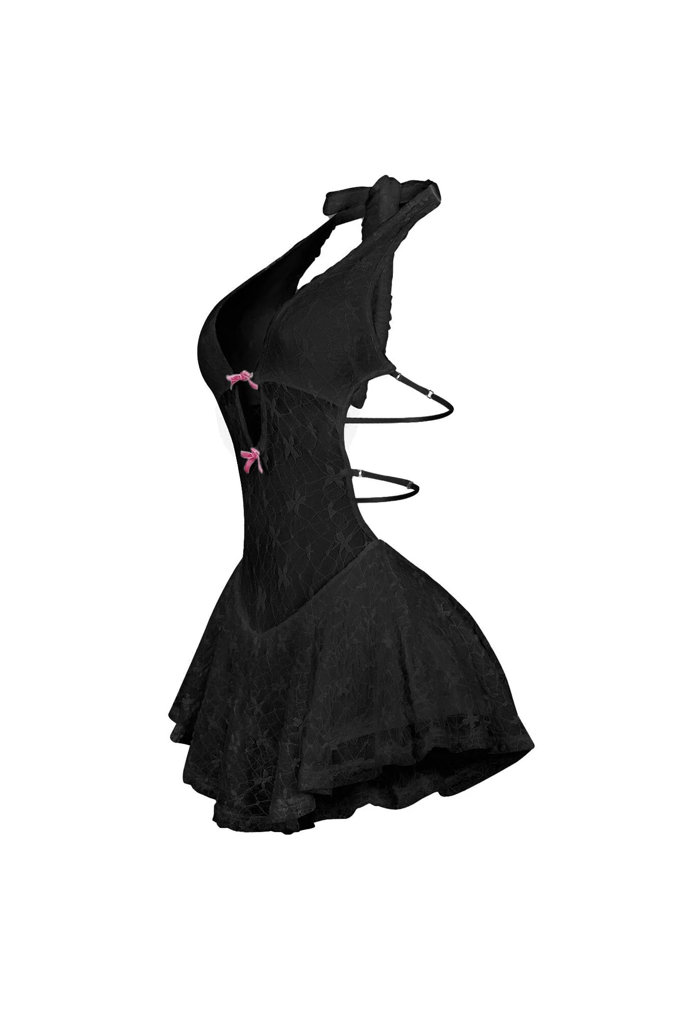 Kiyomi Halter Neck Mesh Lace Mini Dress - Image 9