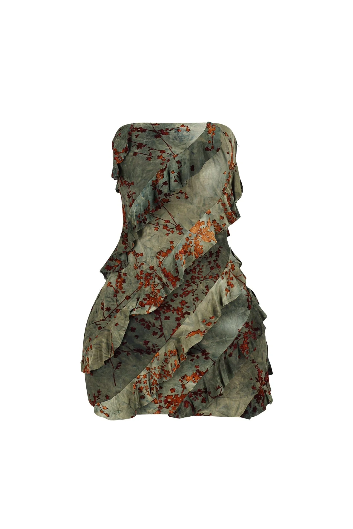 Koenji Velvet Burnout Ruffle Mini Dress - Image 6
